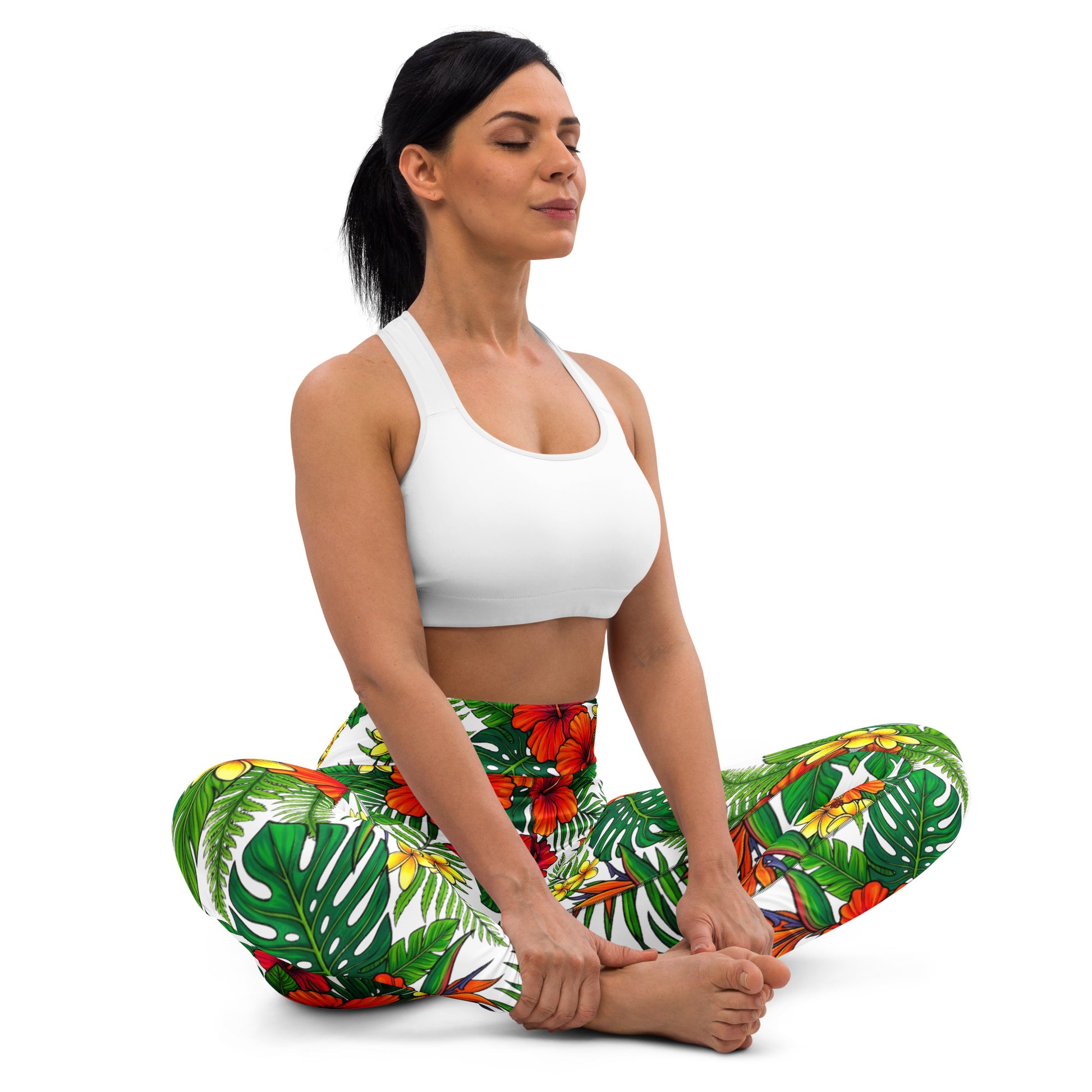 Yoga Leggings - Blooming Floral Yoga Leggings – Comfy High-Waist Patterned Tights for Everyday Flow by printfluence.net