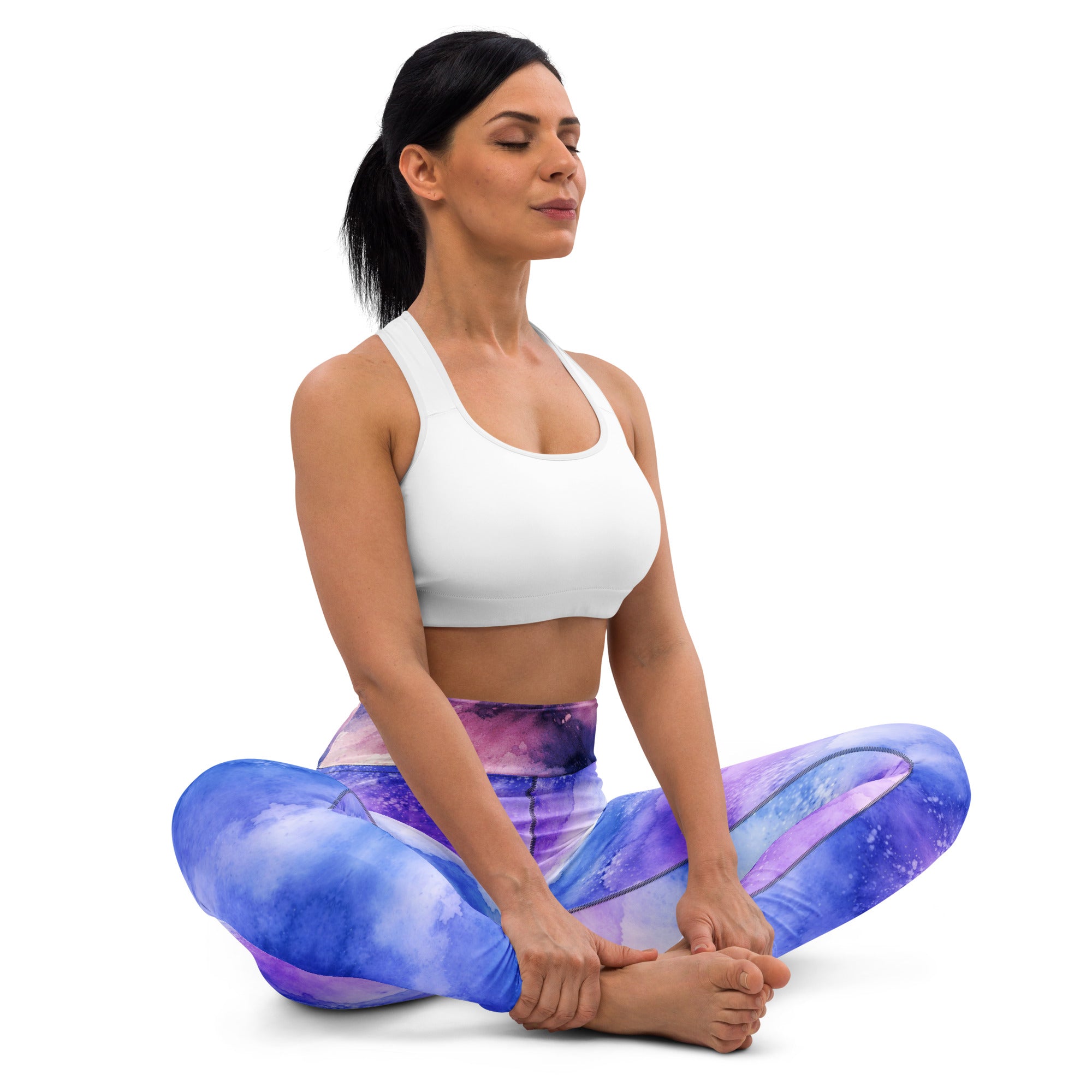 Yoga Leggings - Cloudscape Yoga Leggings – Dreamy Watercolor Sky All-Over Print by printfluence.net