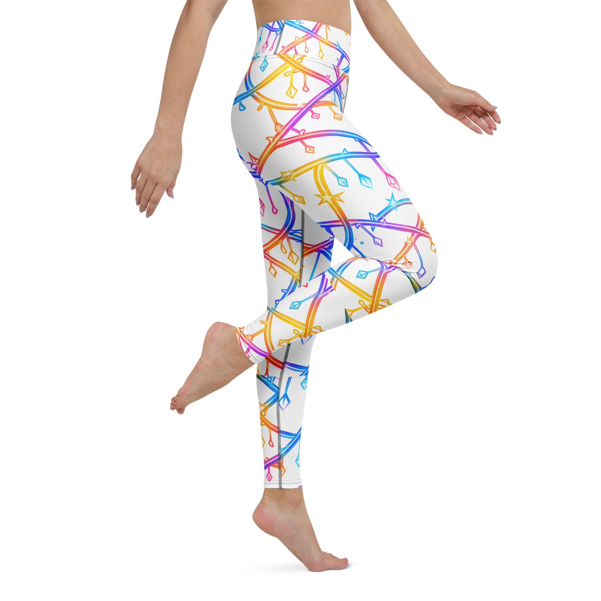 Yoga Leggings - Celestial Glow: Rainbow Crystal Path Yoga Leggings ✨🌈 by printfluence.net