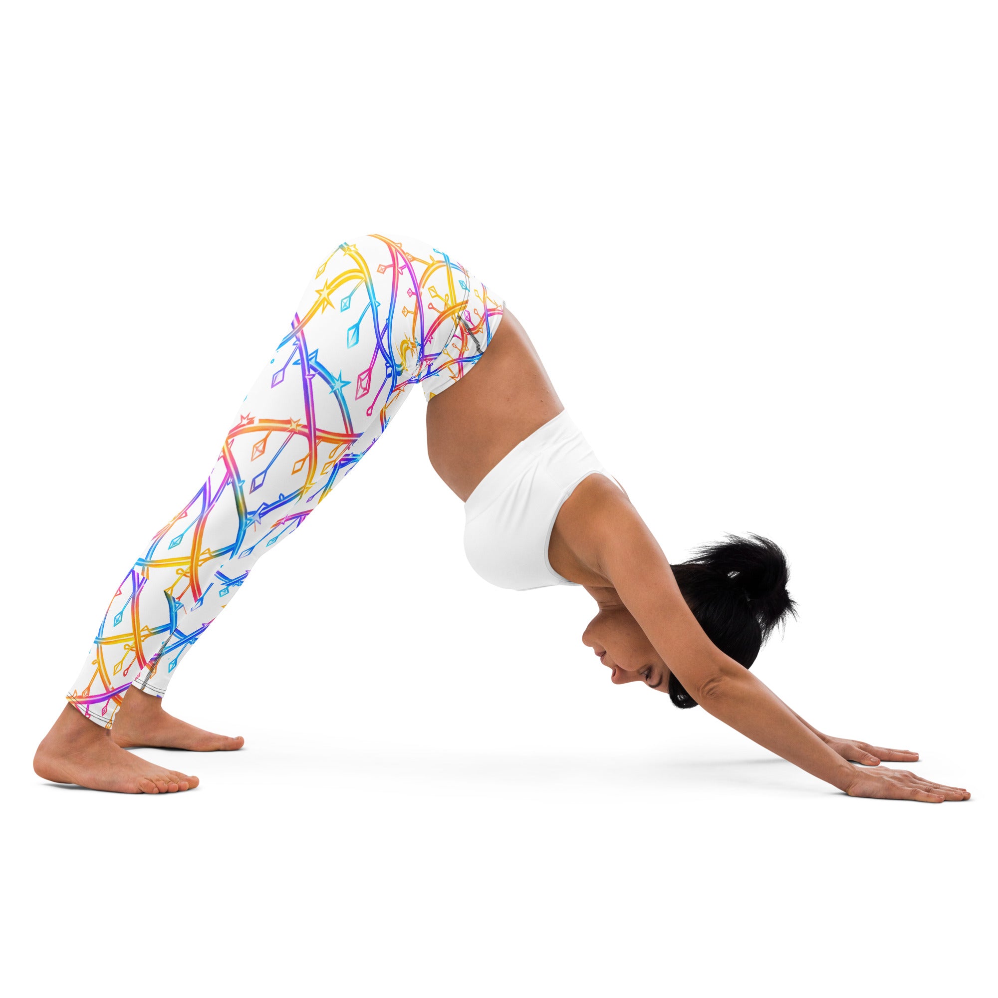 Yoga Leggings - Celestial Glow: Rainbow Crystal Path Yoga Leggings ✨🌈 by printfluence.net