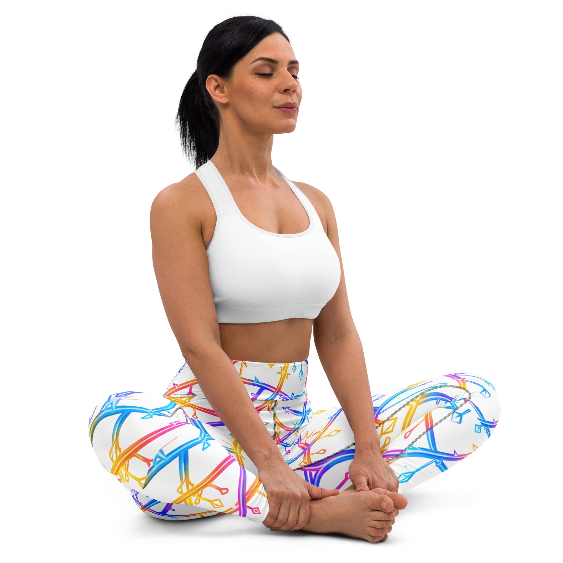 Yoga Leggings - Celestial Glow: Rainbow Crystal Path Yoga Leggings ✨🌈 by printfluence.net