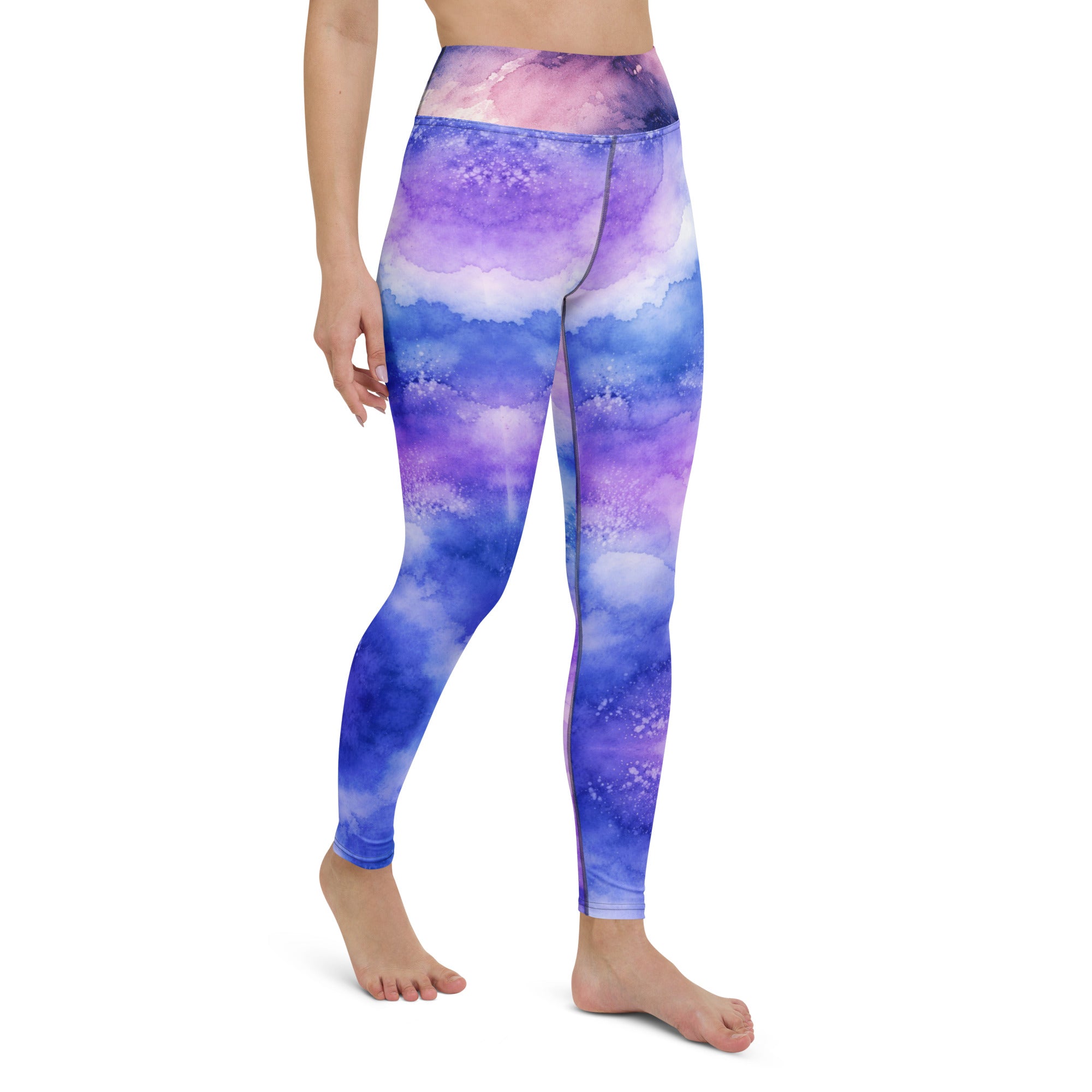 Yoga Leggings - Cloudscape Yoga Leggings – Dreamy Watercolor Sky All-Over Print by printfluence.net