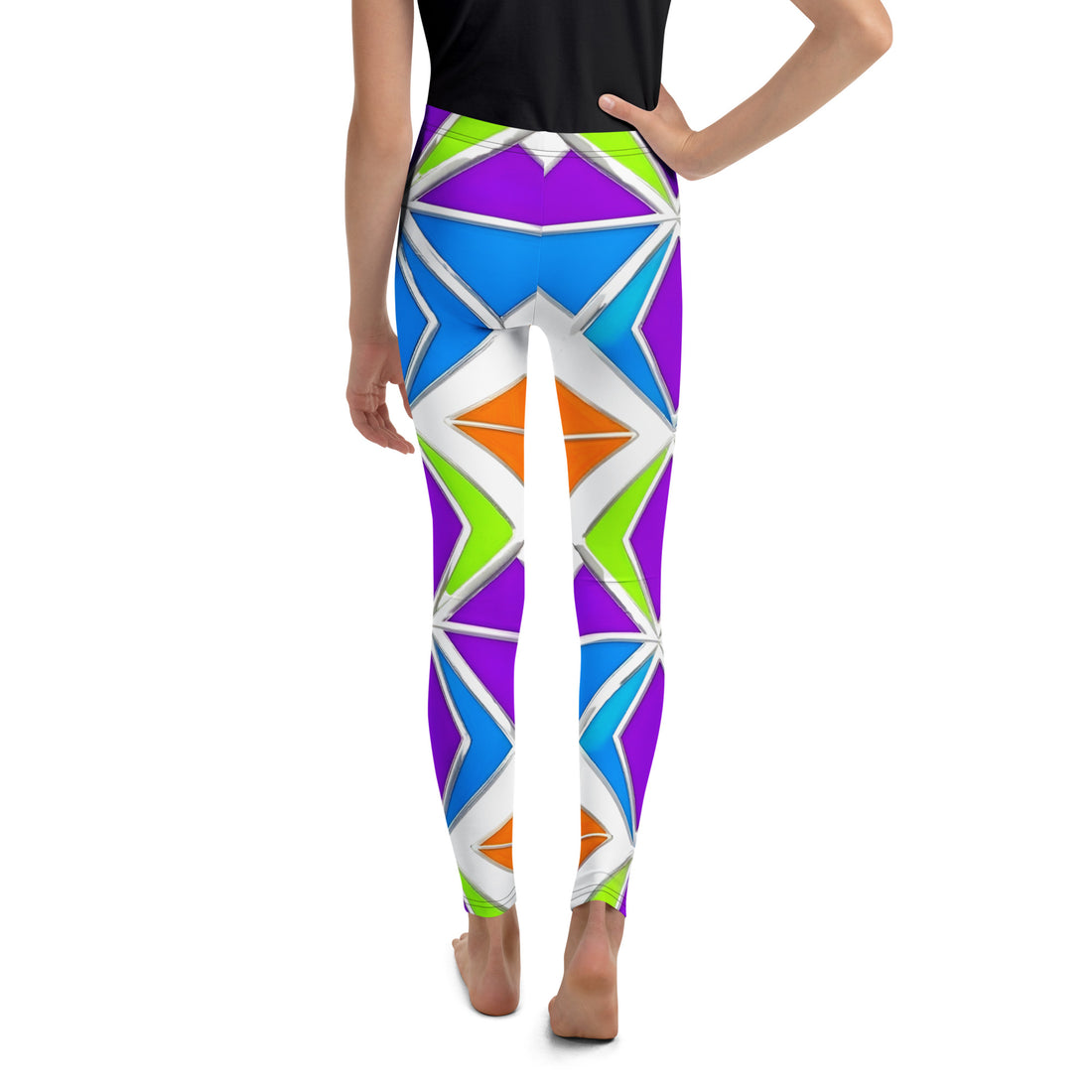 Youth Leggings - Geometric Triangle Youth Leggings – Bold Color Block Activewear by printfluence.net