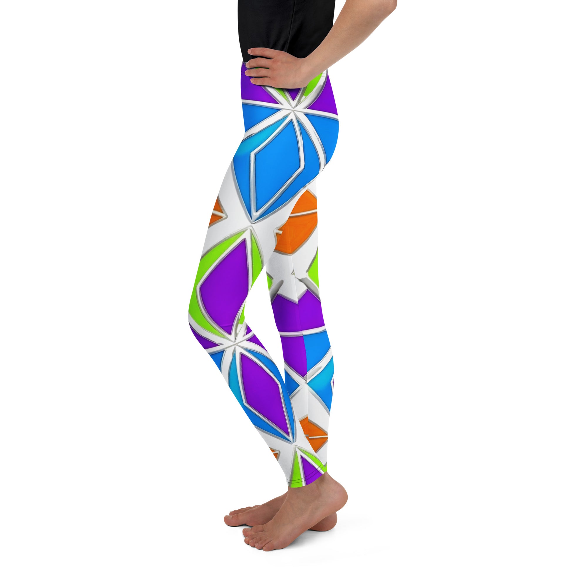 Youth Leggings - Geometric Triangle Youth Leggings – Bold Color Block Activewear by printfluence.net