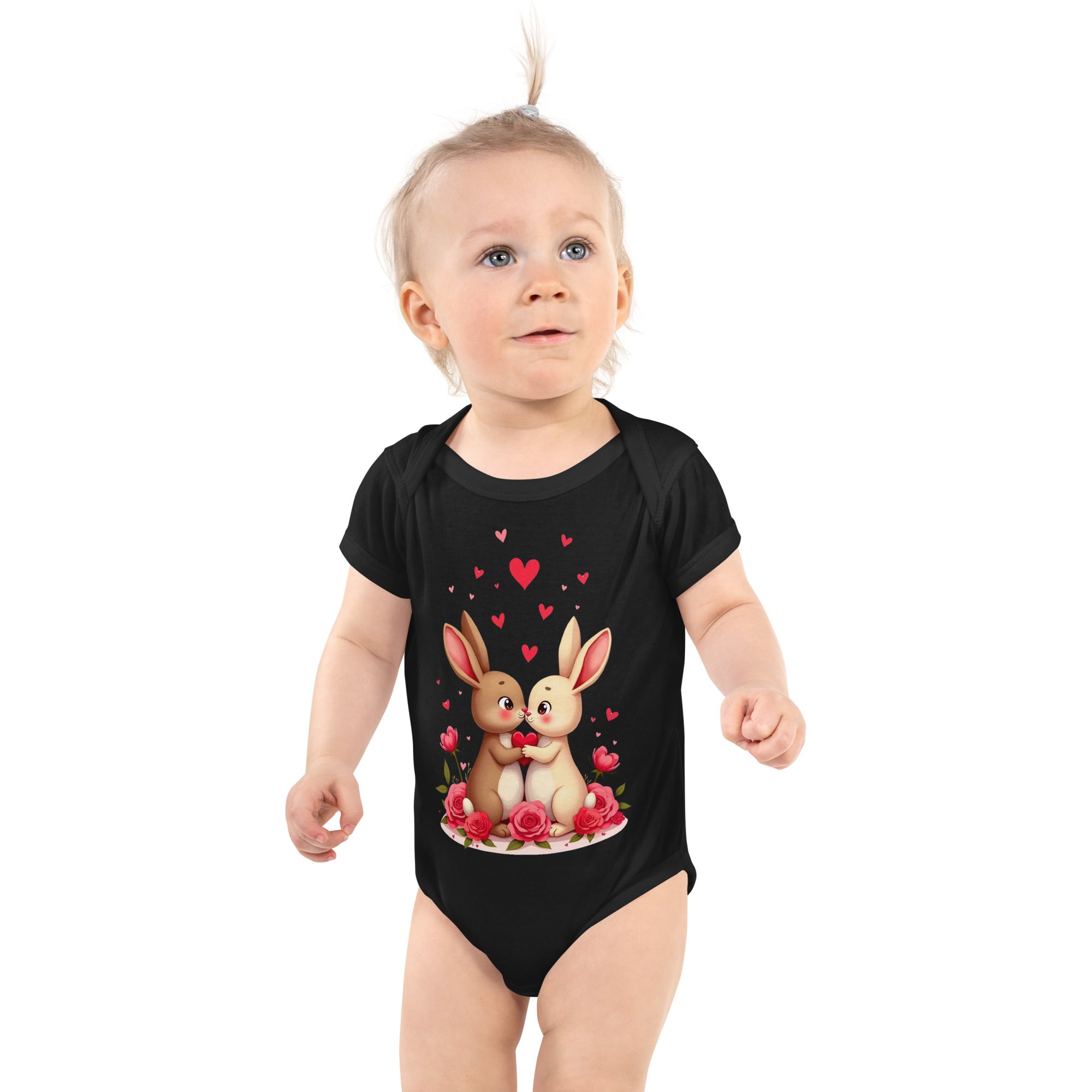 Infant bodysuit - Bunny Love Infant Bodysuit – Adorable Facing Rabbits & Hearts Baby Onesie by printfluence.net