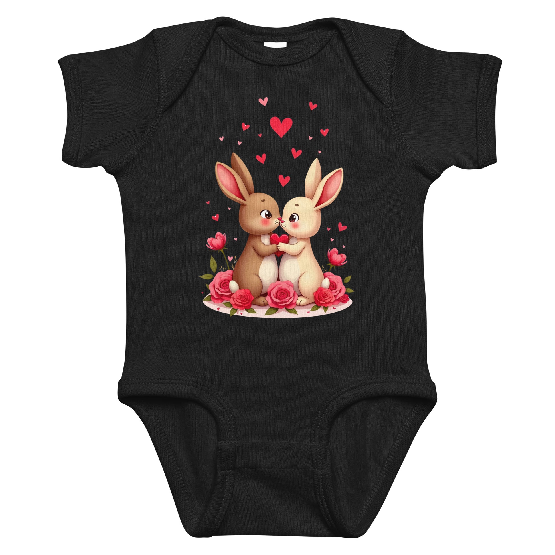 Infant bodysuit - Bunny Love Infant Bodysuit – Adorable Facing Rabbits & Hearts Baby Onesie by printfluence.net