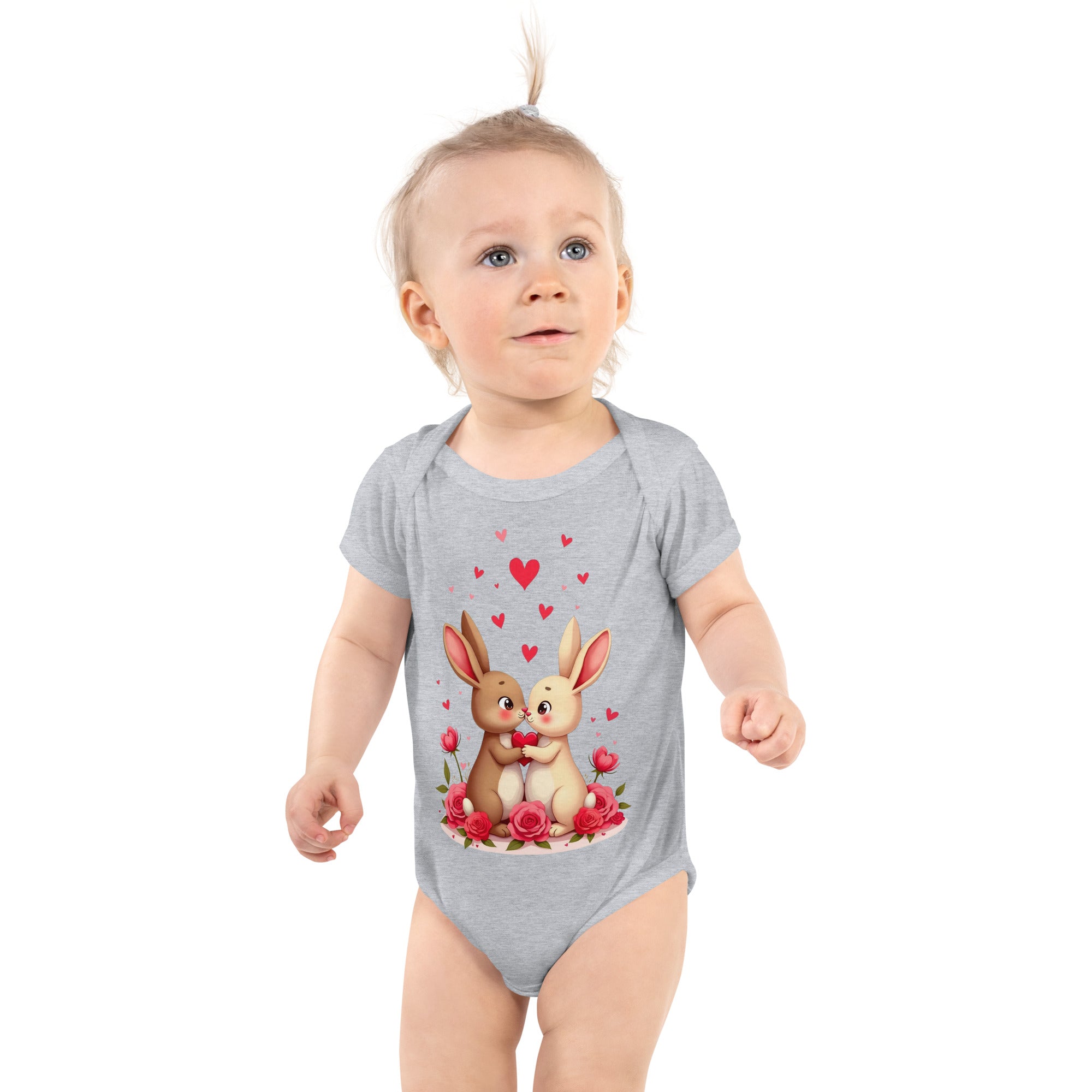 Infant bodysuit - Bunny Love Infant Bodysuit – Adorable Facing Rabbits & Hearts Baby Onesie by printfluence.net