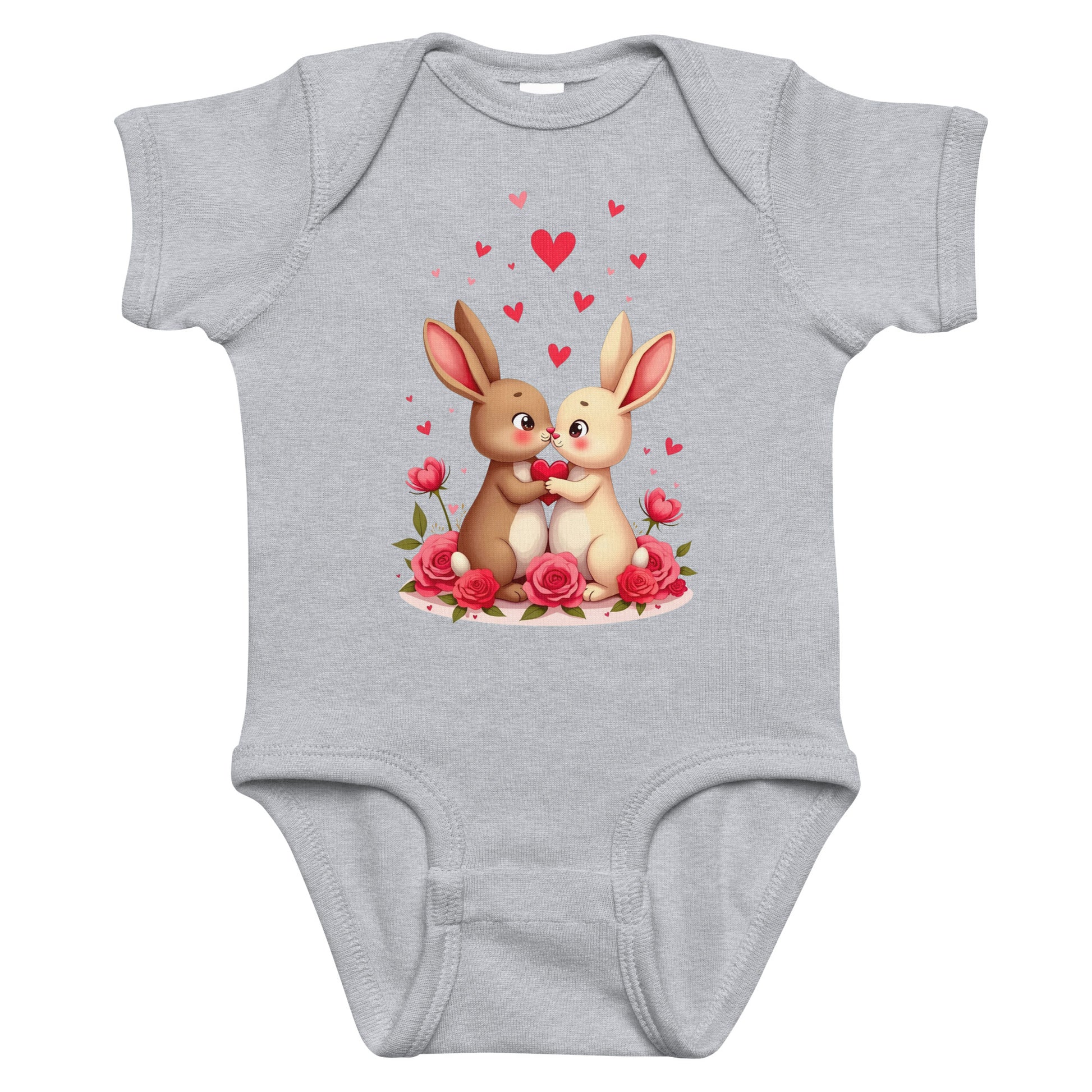 Infant bodysuit - Bunny Love Infant Bodysuit – Adorable Facing Rabbits & Hearts Baby Onesie by printfluence.net