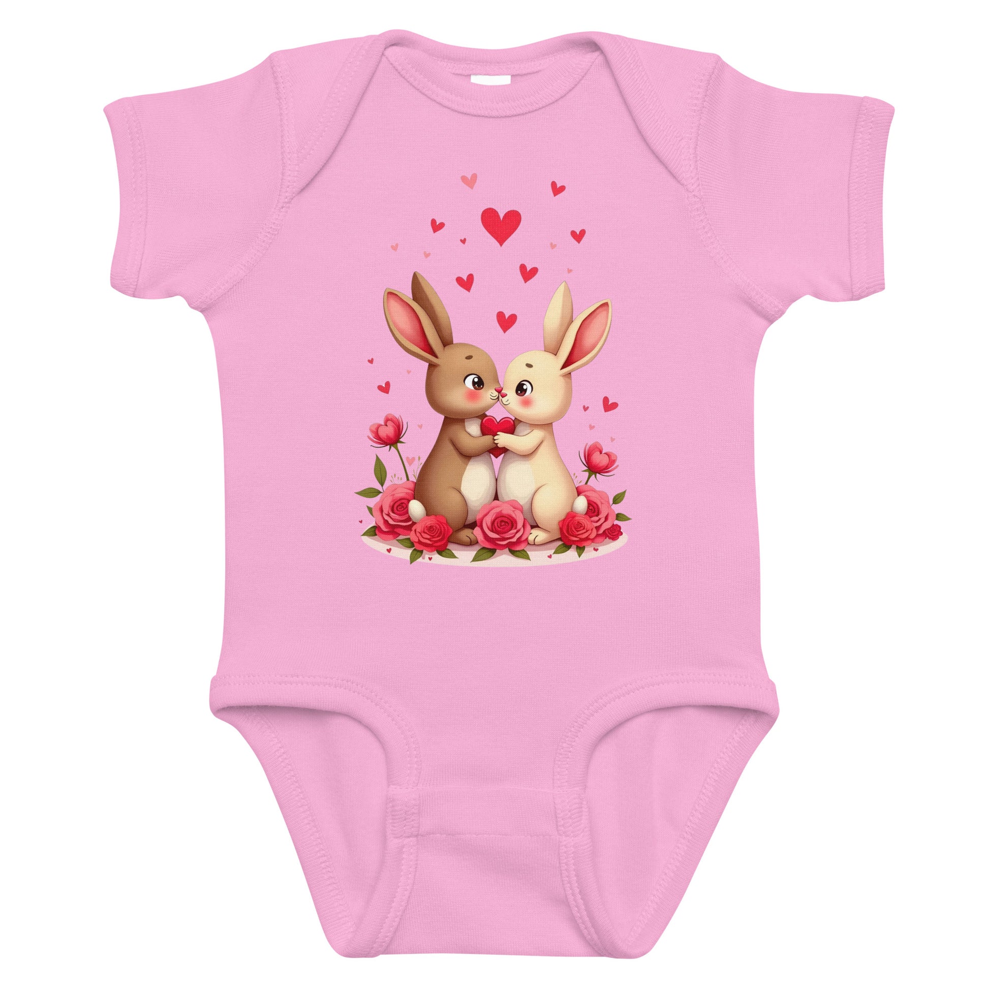 Infant bodysuit - Bunny Love Infant Bodysuit – Adorable Facing Rabbits & Hearts Baby Onesie by printfluence.net