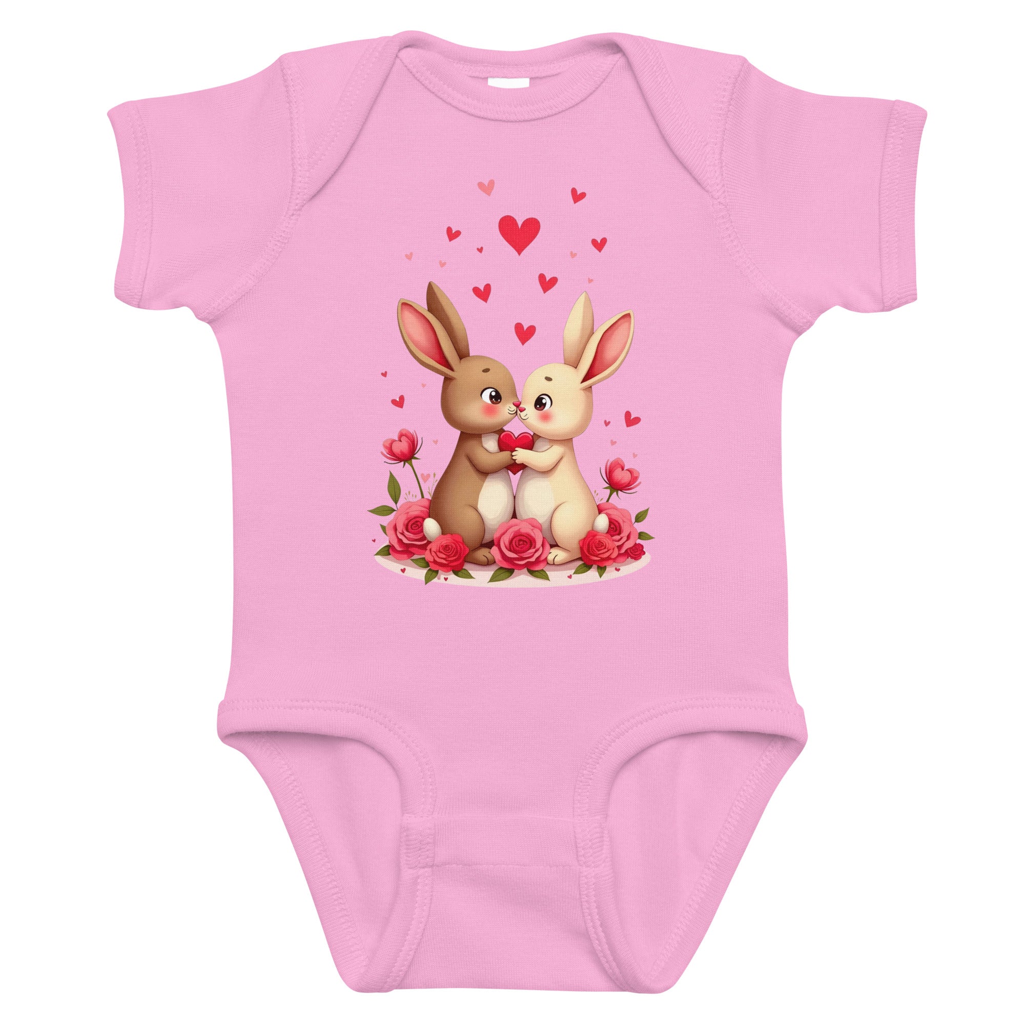 Infant bodysuit - Bunny Love Infant Bodysuit – Adorable Facing Rabbits & Hearts Baby Onesie by printfluence.net