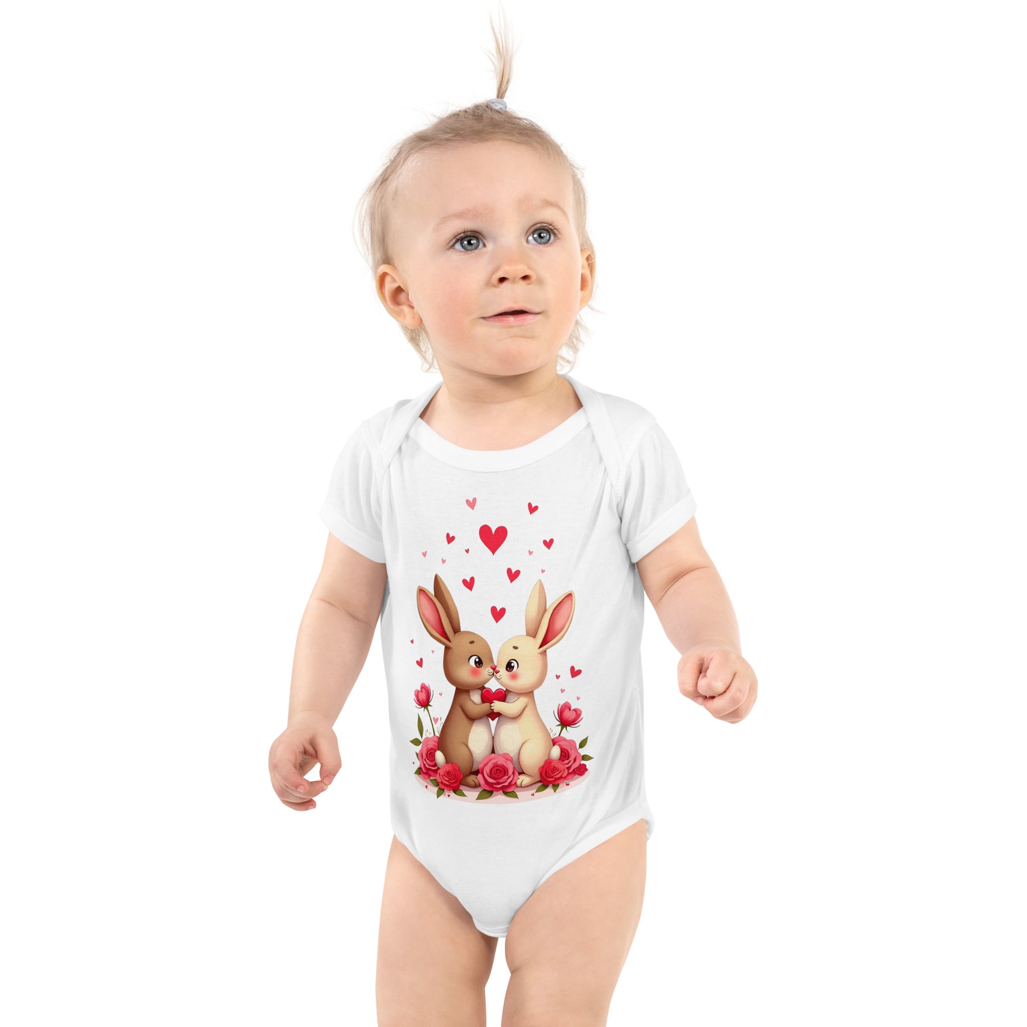 Infant bodysuit - Bunny Love Infant Bodysuit – Adorable Facing Rabbits & Hearts Baby Onesie by printfluence.net