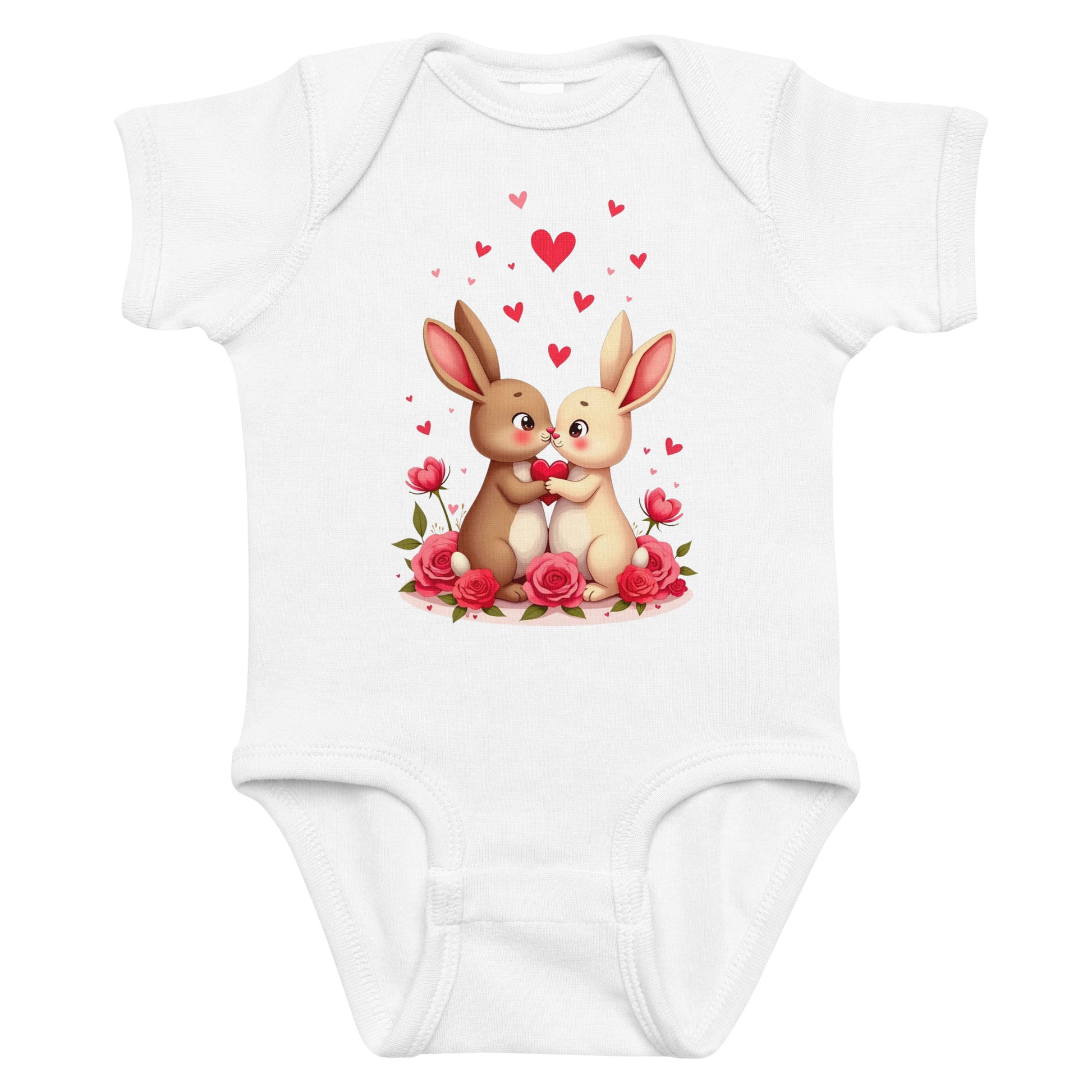 Infant bodysuit - Bunny Love Infant Bodysuit – Adorable Facing Rabbits & Hearts Baby Onesie by printfluence.net