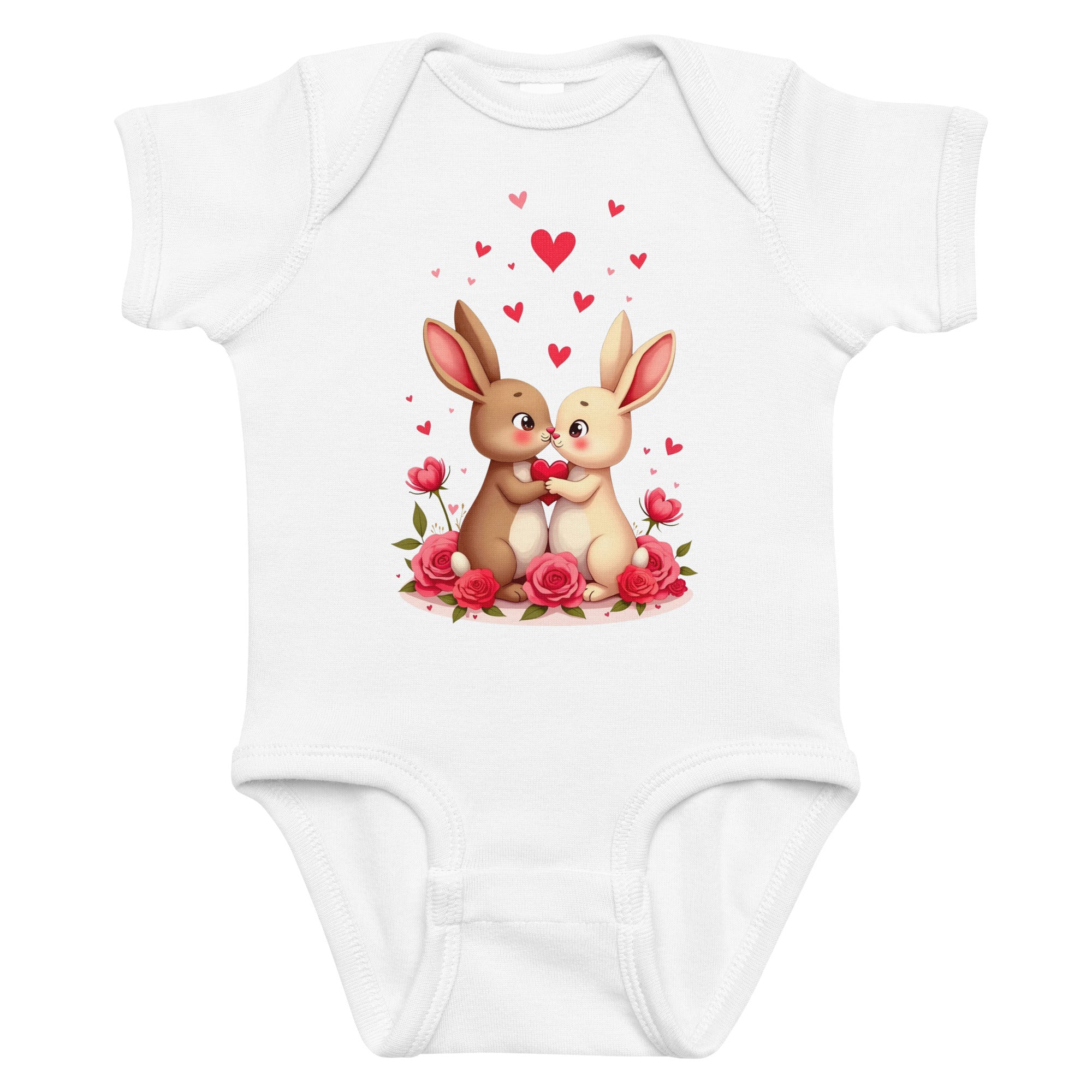 Infant bodysuit - Bunny Love Infant Bodysuit – Adorable Facing Rabbits & Hearts Baby Onesie by printfluence.net