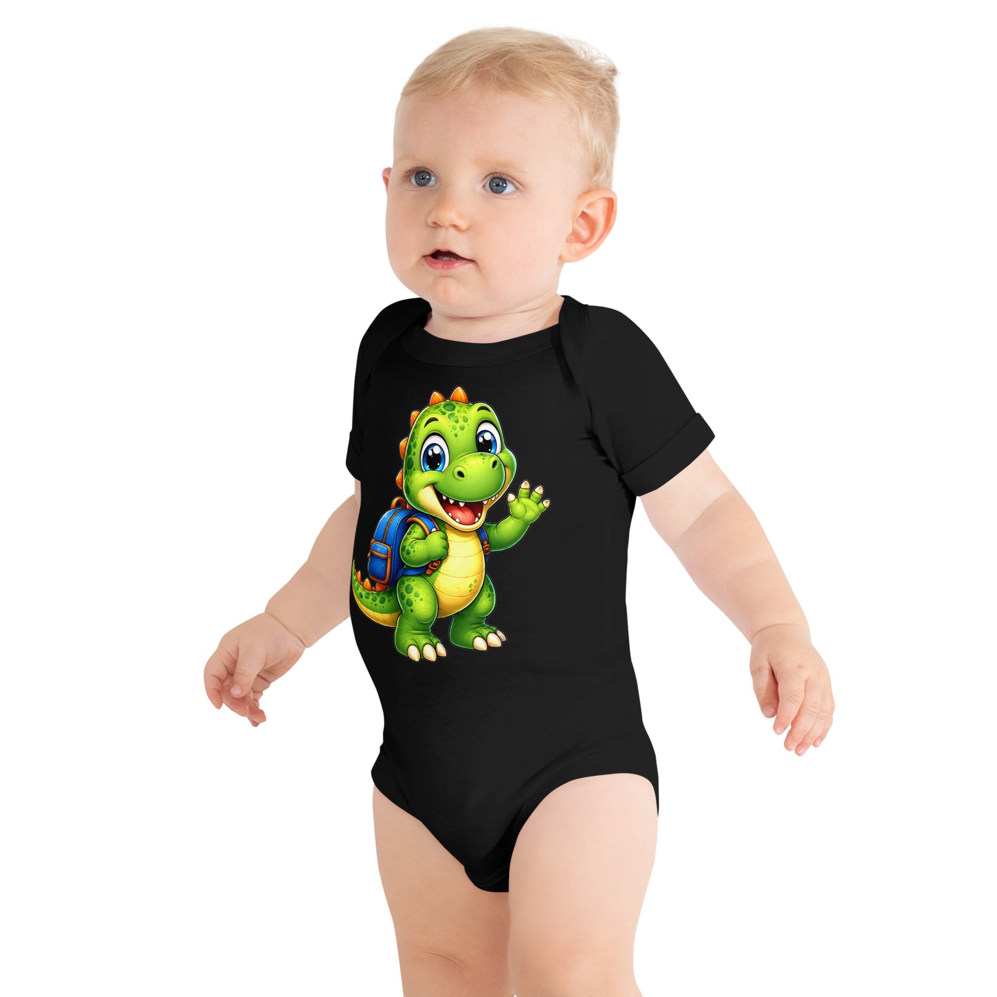 Baby short sleeve one piece - Cute Little Dino Back to School Baby One-Piece – Cute Dinosaur Infanct Bodysuit by printfluence.net