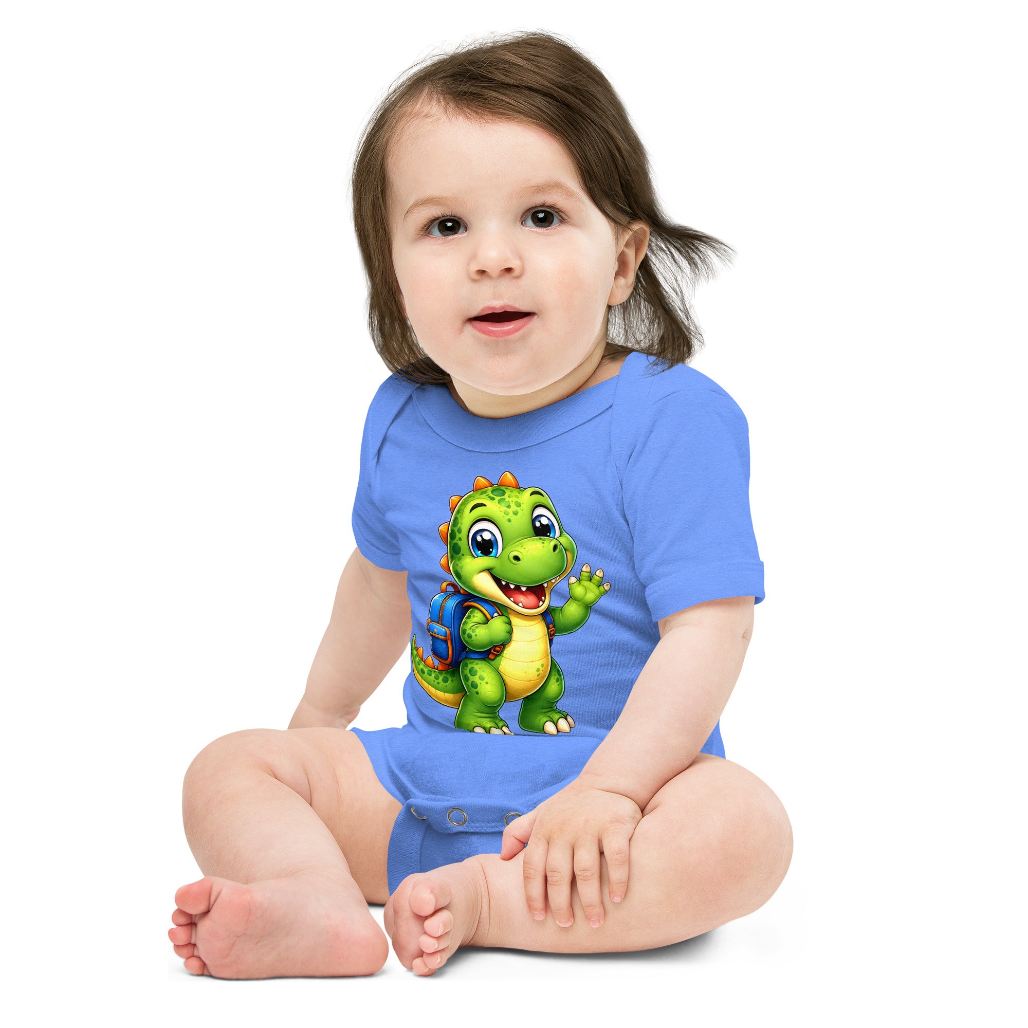 Baby short sleeve one piece - Cute Little Dino Back to School Baby One-Piece – Cute Dinosaur Infanct Bodysuit by printfluence.net
