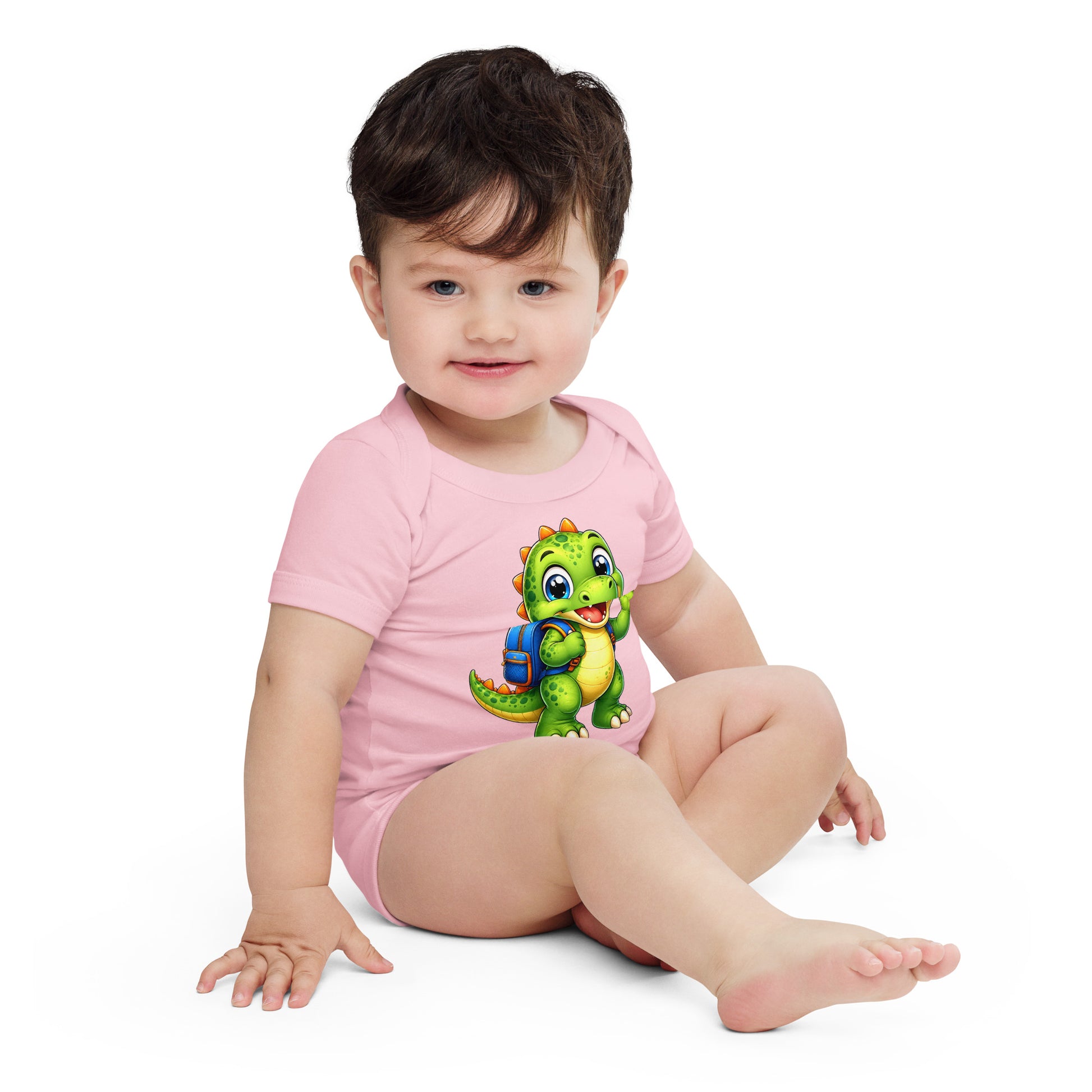 Baby short sleeve one piece - Cute Little Dino Back to School Baby One-Piece – Cute Dinosaur Infanct Bodysuit by printfluence.net