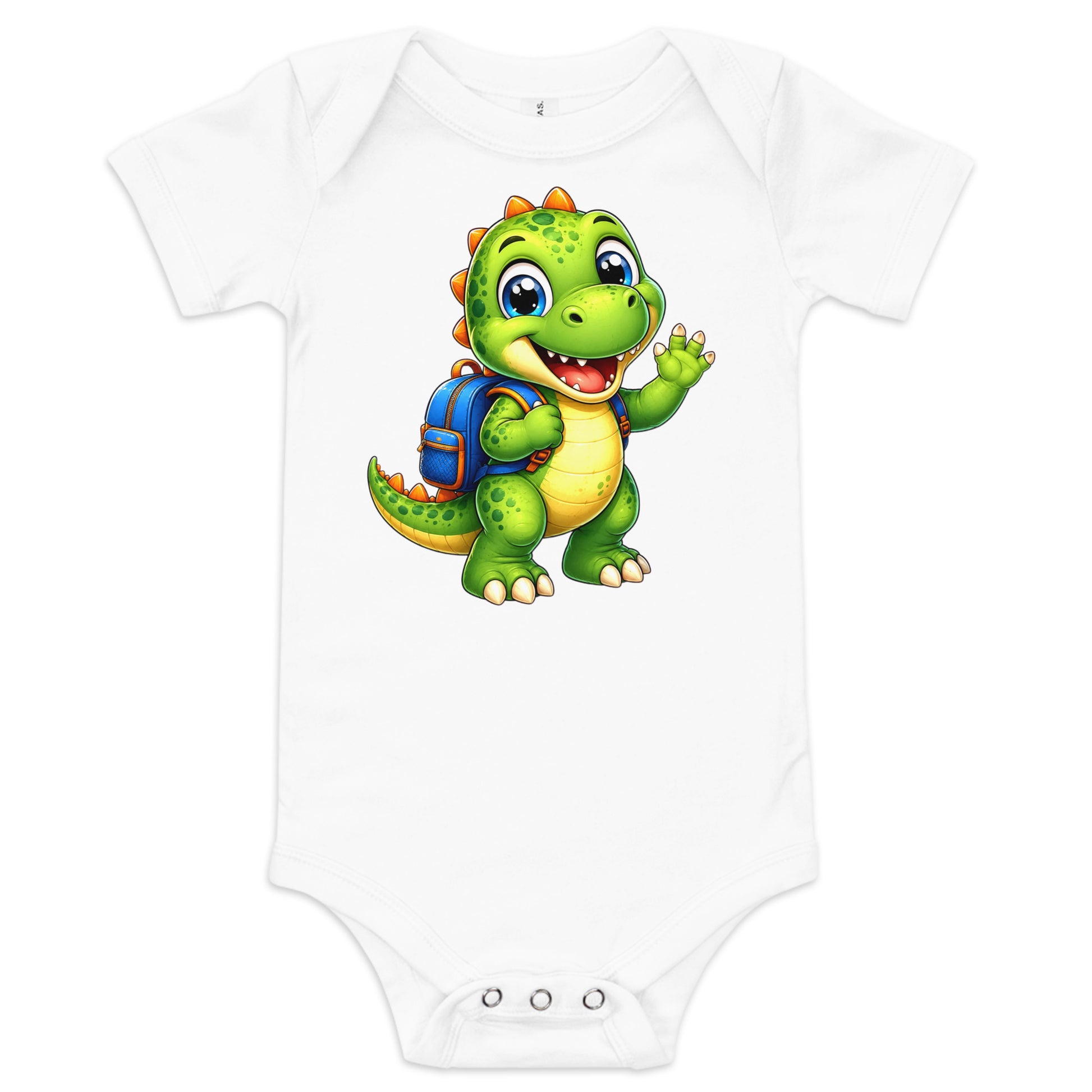 Baby short sleeve one piece - Cute Little Dino Back to School Baby One-Piece – Cute Dinosaur Infanct Bodysuit by printfluence.net