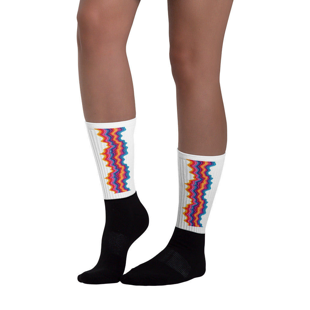 Socks - Rainbow Wavy Stripe Socks – Bold Colorful Crew Socks for Fun Feet by printfluence.net