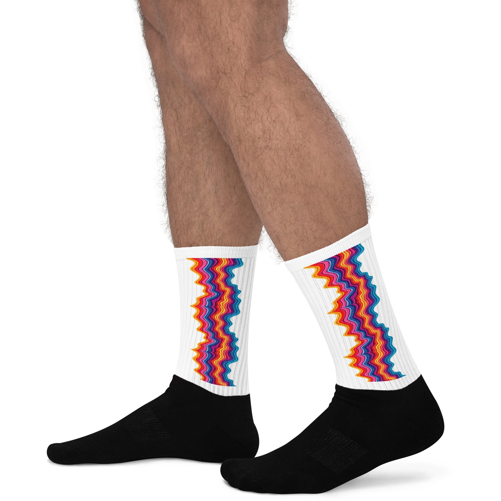 Socks - Rainbow Wavy Stripe Socks – Bold Colorful Crew Socks for Fun Feet by printfluence.net