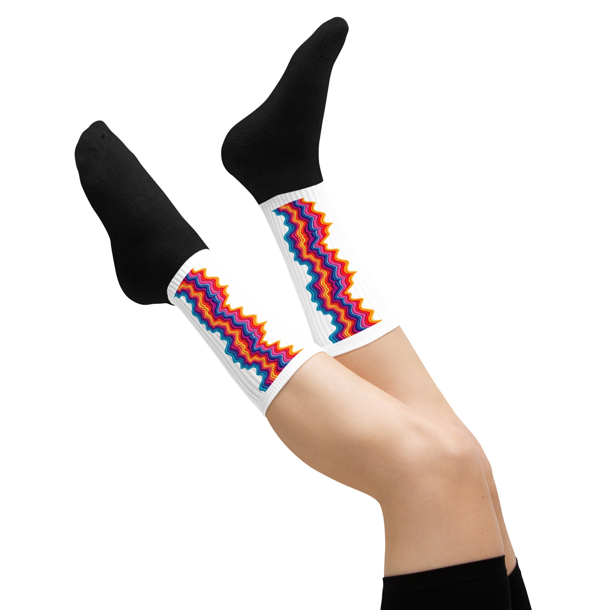 Socks - Rainbow Wavy Stripe Socks – Bold Colorful Crew Socks for Fun Feet by printfluence.net