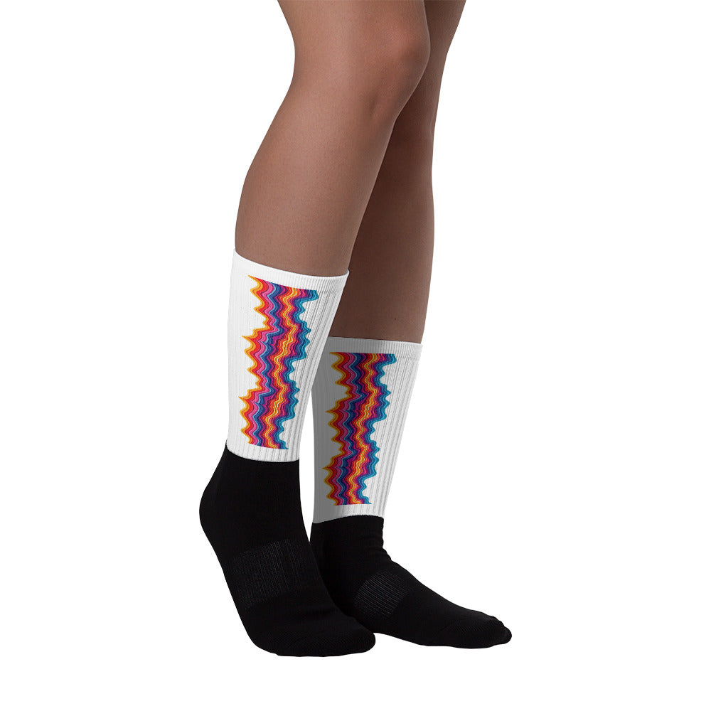 Socks - Rainbow Wavy Stripe Socks – Bold Colorful Crew Socks for Fun Feet by printfluence.net