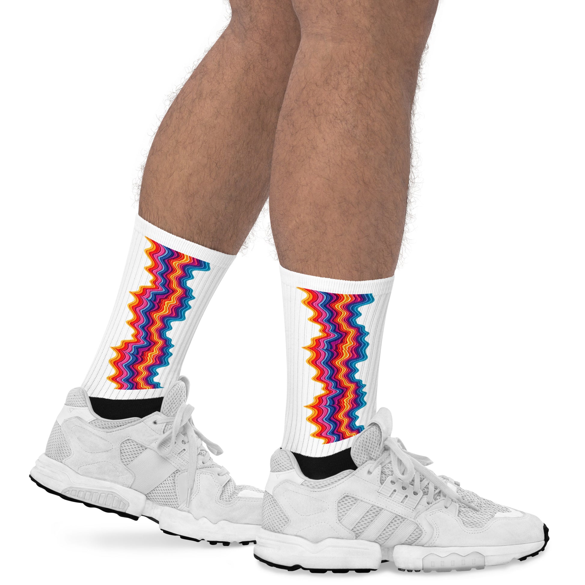 Socks - Rainbow Wavy Stripe Socks – Bold Colorful Crew Socks for Fun Feet by printfluence.net