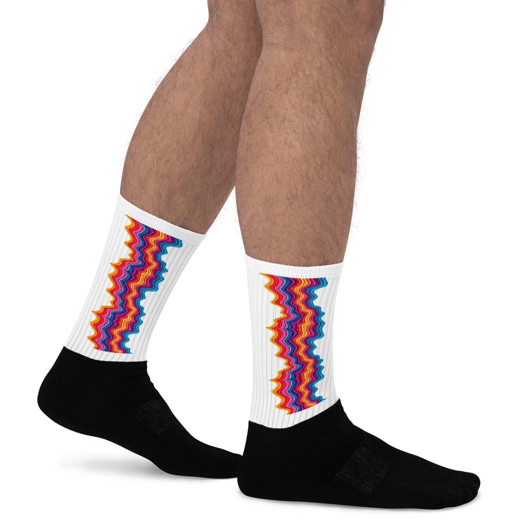 Socks - Rainbow Wavy Stripe Socks – Bold Colorful Crew Socks for Fun Feet by printfluence.net