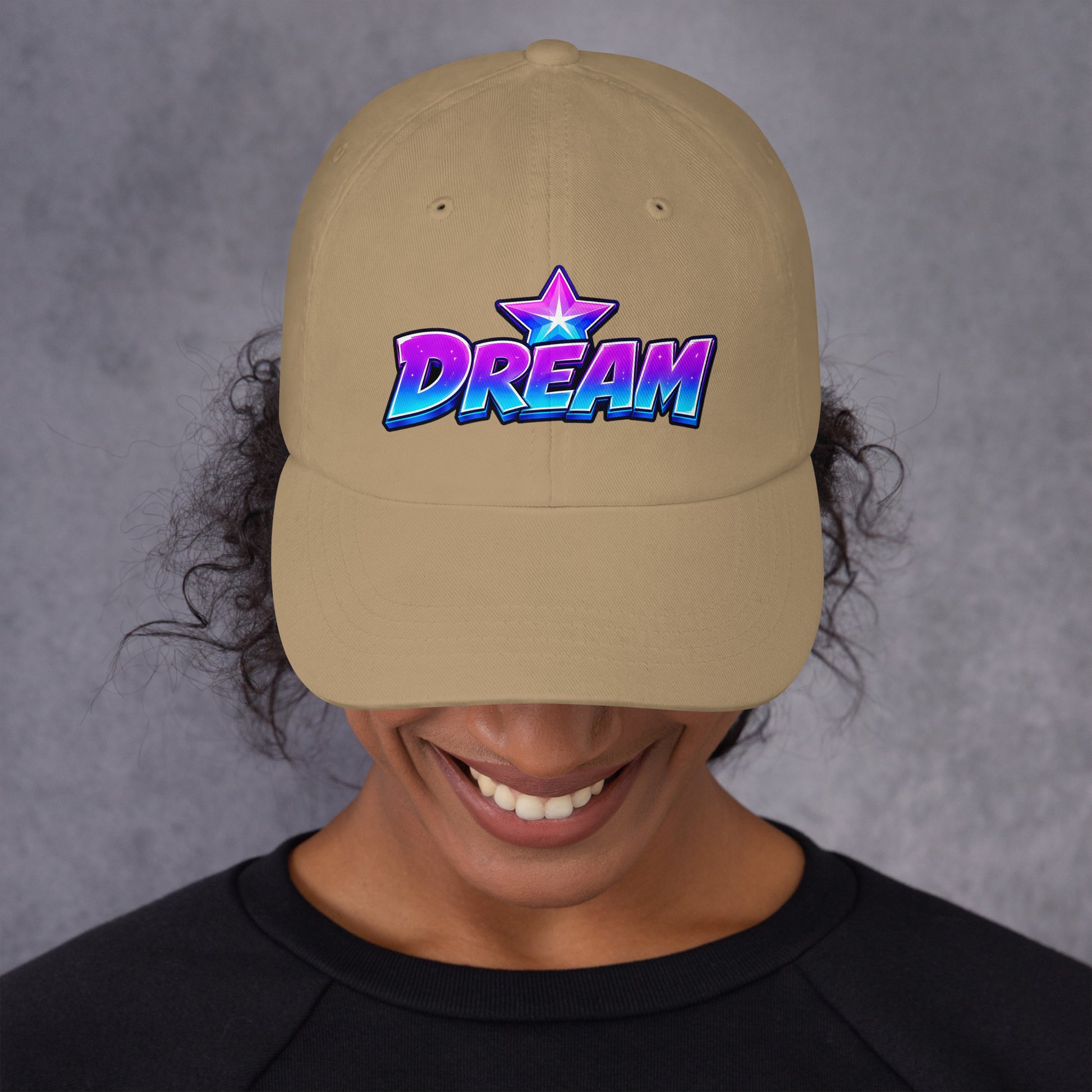 Dad hat - Cosmic Shimmering Star Dream - Premium Neon Purple Graphic Design by printfluence.net