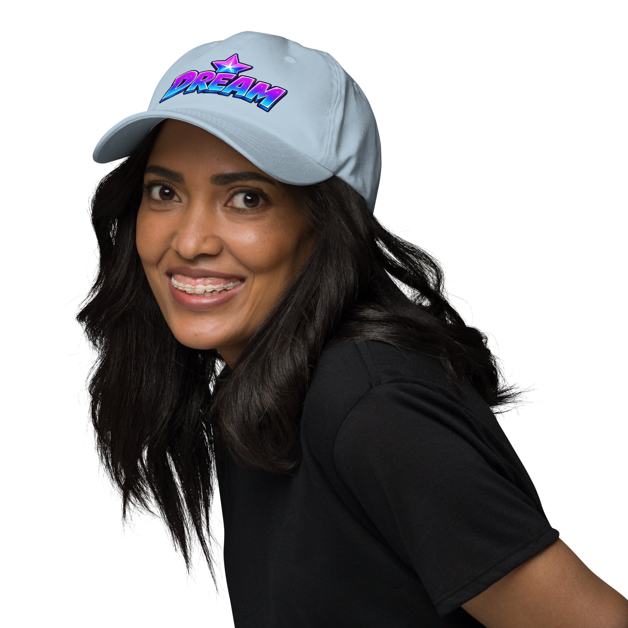 Dad hat - Cosmic Shimmering Star Dream - Premium Neon Purple Graphic Design by printfluence.net