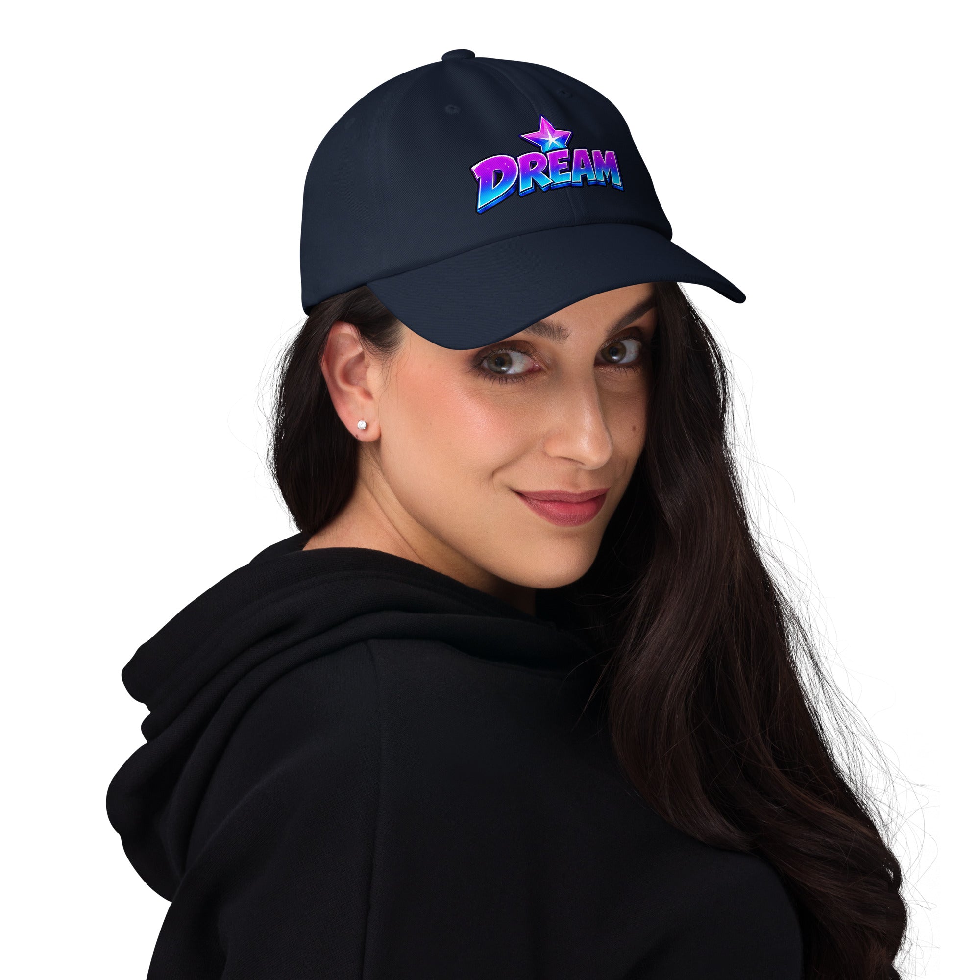 Dad hat - Cosmic Shimmering Star Dream - Premium Neon Purple Graphic Design by printfluence.net