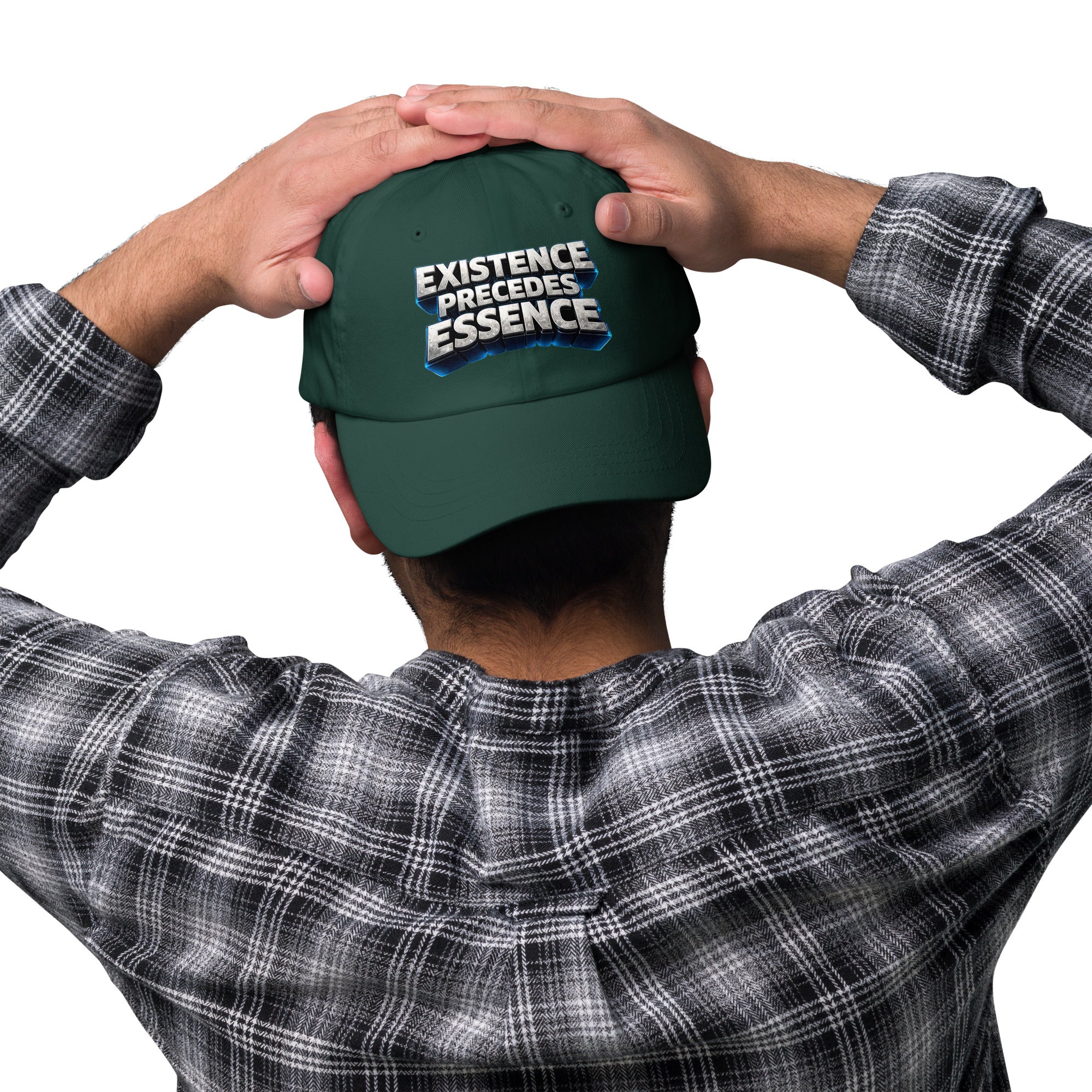 Dad hat - Existence Precedes Essence Dad Hat – Minimalist Philosophy Quote Cap by printfluence.net
