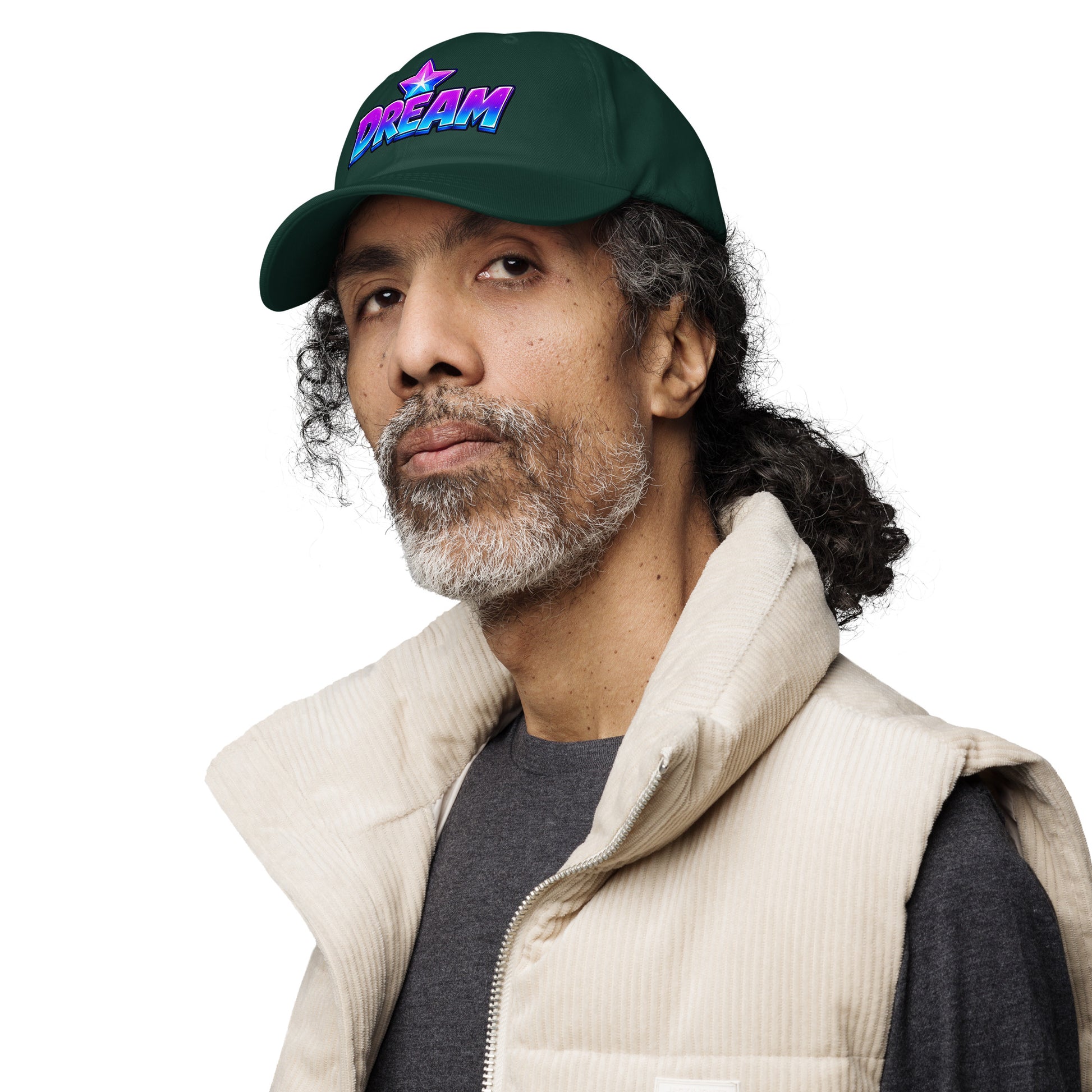 Dad hat - Cosmic Shimmering Star Dream - Premium Neon Purple Graphic Design by printfluence.net