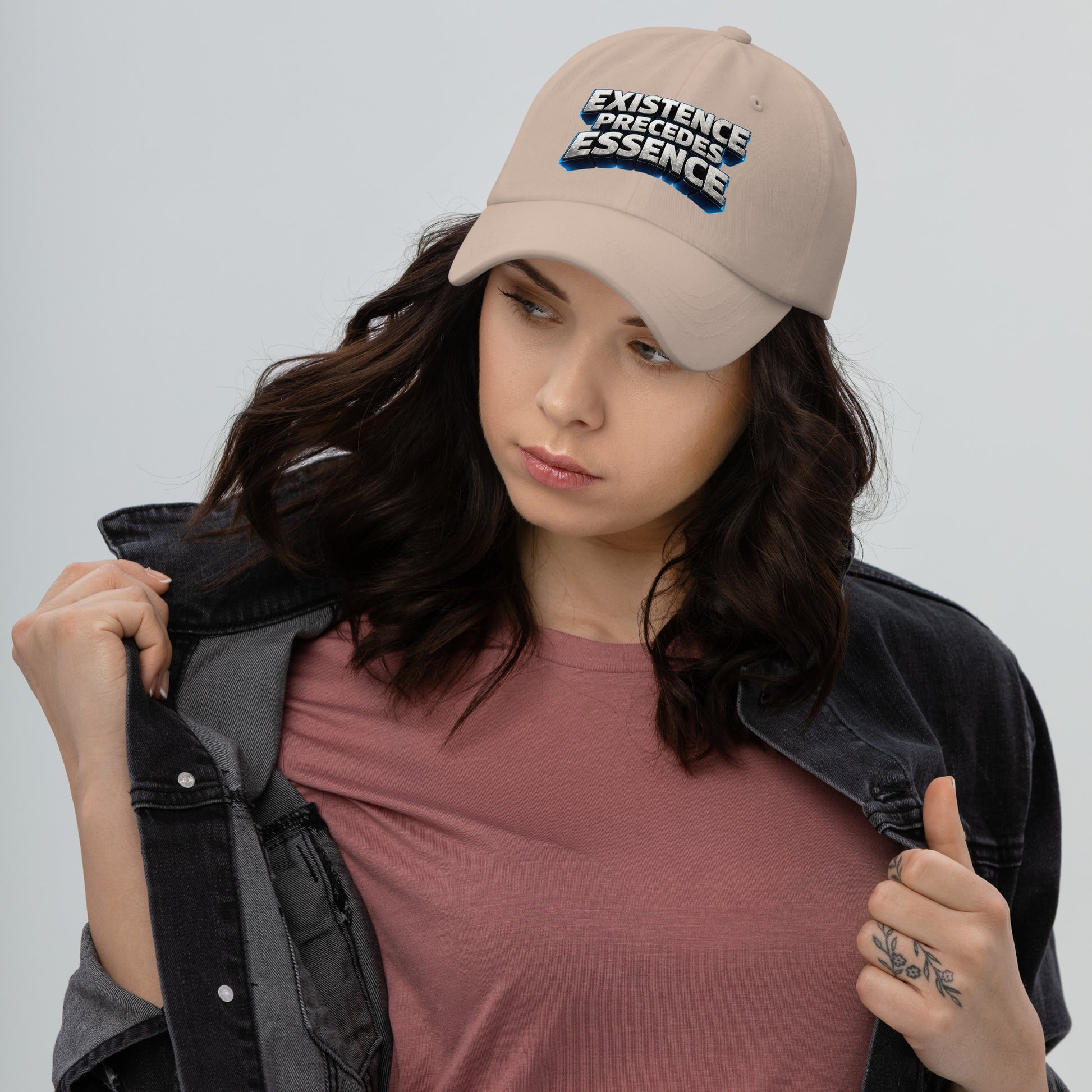 Dad hat - Existence Precedes Essence Dad Hat – Minimalist Philosophy Quote Cap by printfluence.net