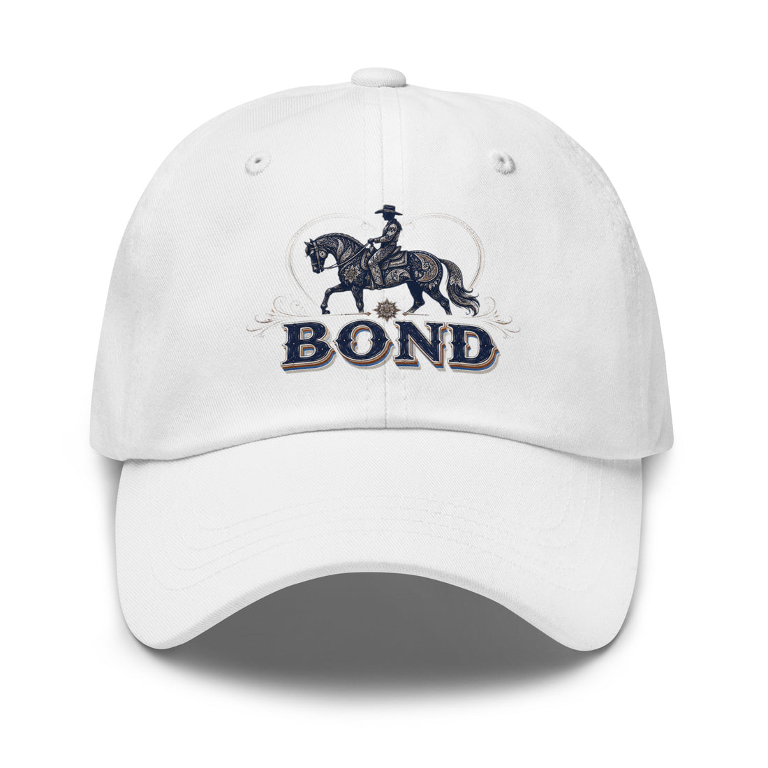 Horse Lovers Dad Hat Bond – Western Equestrian & Majestic Stallion Embroidered Cap by printfluence.net