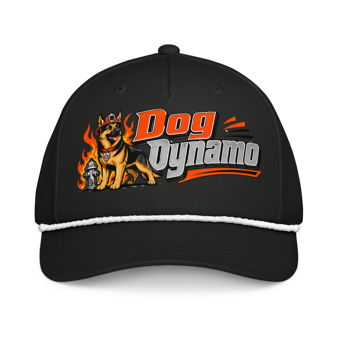 German Shepherd Dog Dynamo Classic Rope Cap - Firefighter Dog Lover Graphic Baseball Hat by printfluence.net