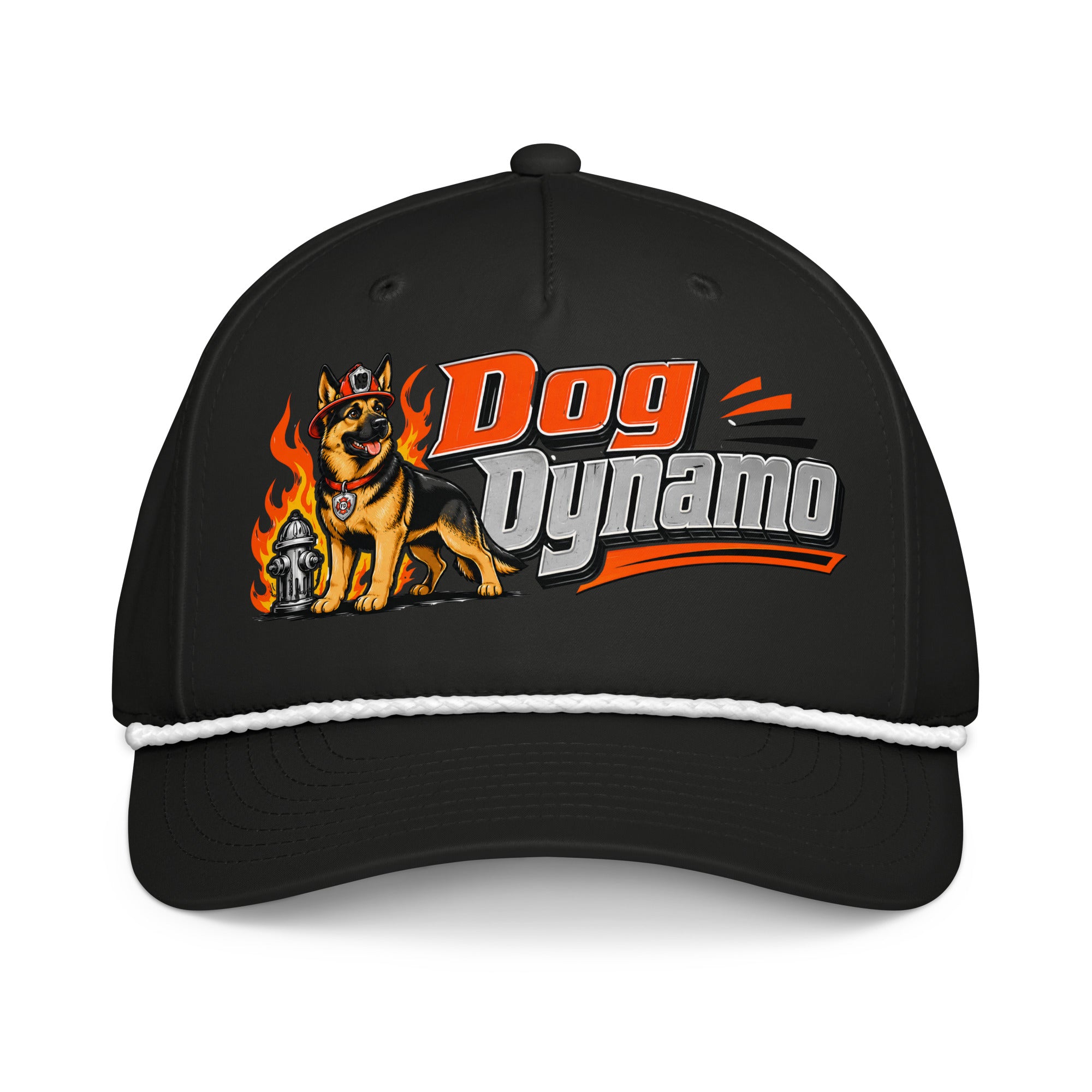 German Shepherd Dog Dynamo Classic Rope Cap - Firefighter Dog Lover Graphic Baseball Hat by printfluence.net