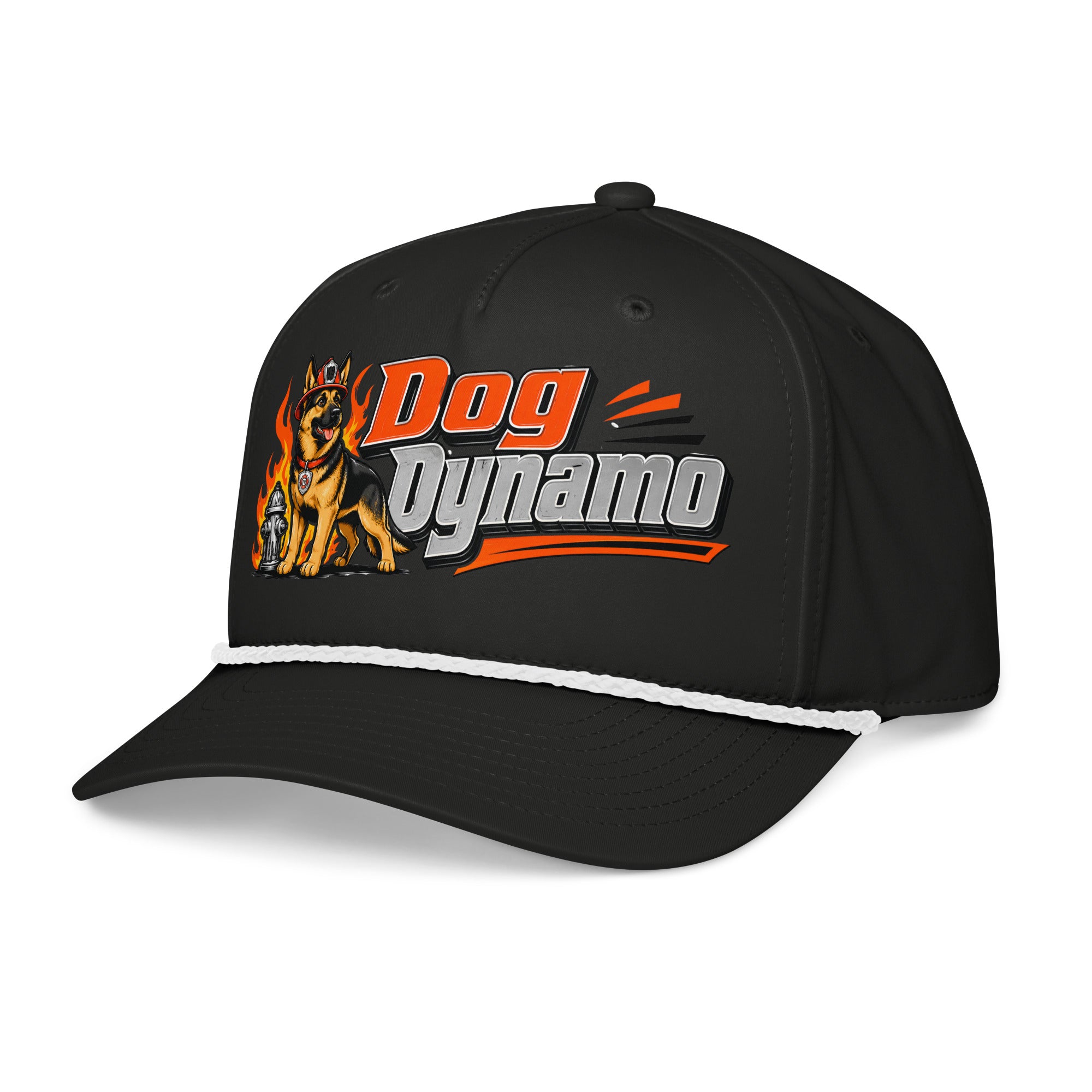 German Shepherd Dog Dynamo Classic Rope Cap - Firefighter Dog Lover Graphic Baseball Hat by printfluence.net