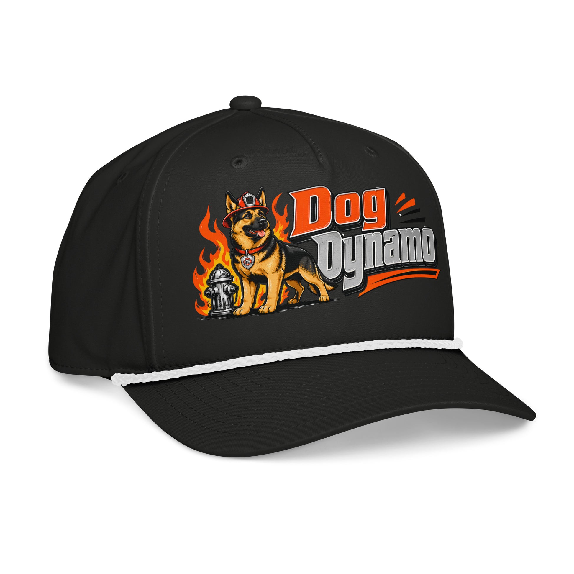 German Shepherd Dog Dynamo Classic Rope Cap - Firefighter Dog Lover Graphic Baseball Hat by printfluence.net