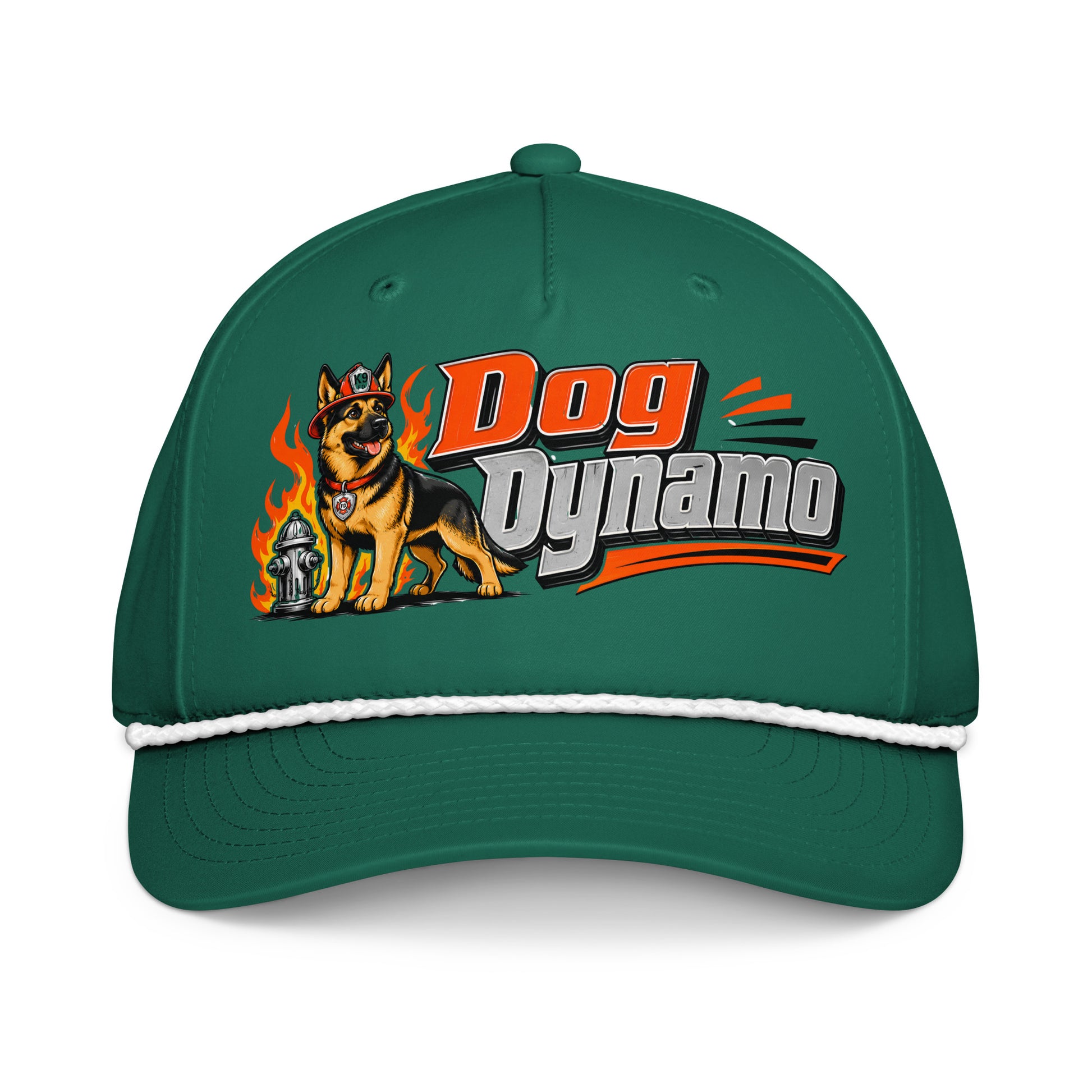 German Shepherd Dog Dynamo Classic Rope Cap - Firefighter Dog Lover Graphic Baseball Hat by printfluence.net