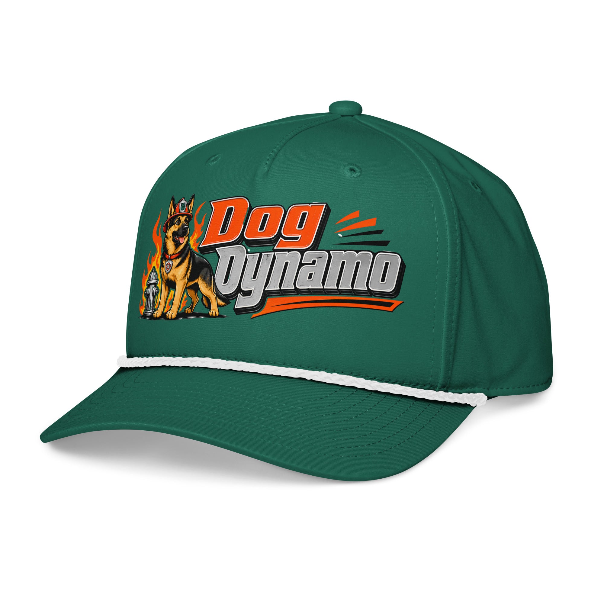 German Shepherd Dog Dynamo Classic Rope Cap - Firefighter Dog Lover Graphic Baseball Hat by printfluence.net
