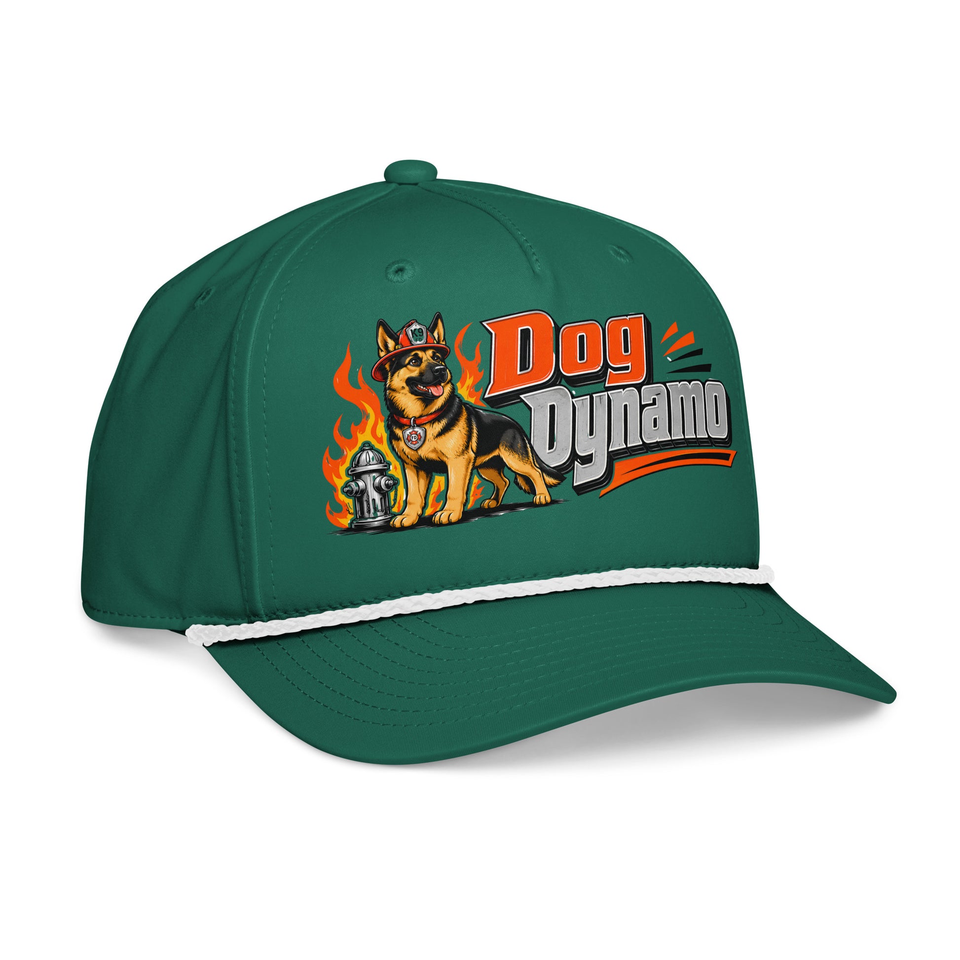 German Shepherd Dog Dynamo Classic Rope Cap - Firefighter Dog Lover Graphic Baseball Hat by printfluence.net