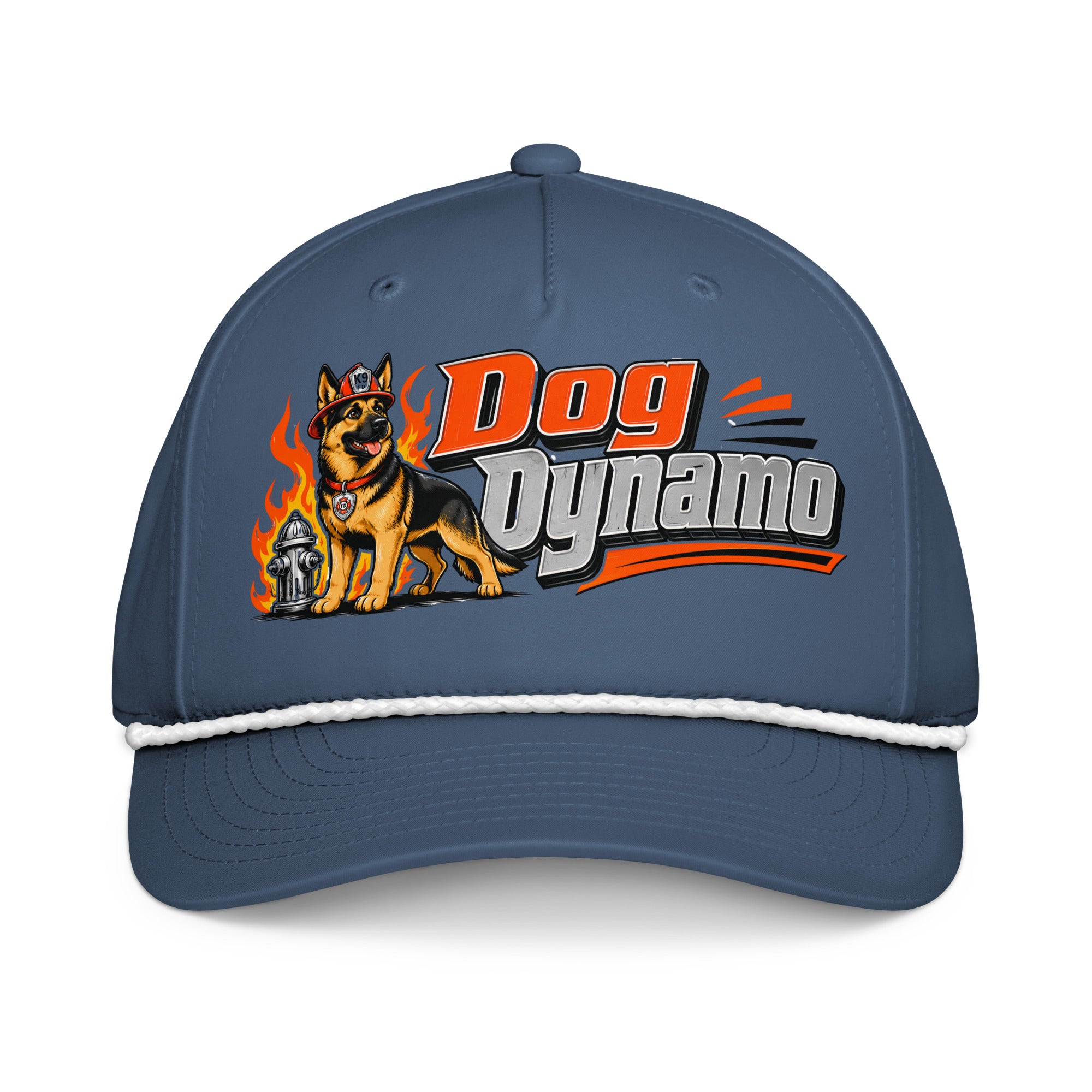 German Shepherd Dog Dynamo Classic Rope Cap - Firefighter Dog Lover Graphic Baseball Hat by printfluence.net