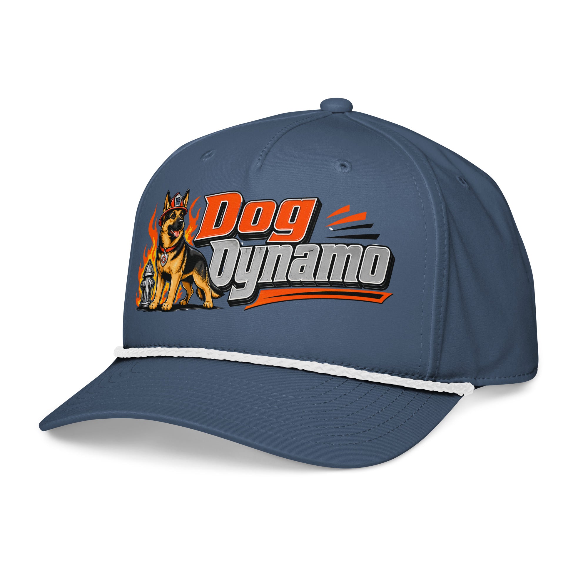 German Shepherd Dog Dynamo Classic Rope Cap - Firefighter Dog Lover Graphic Baseball Hat by printfluence.net