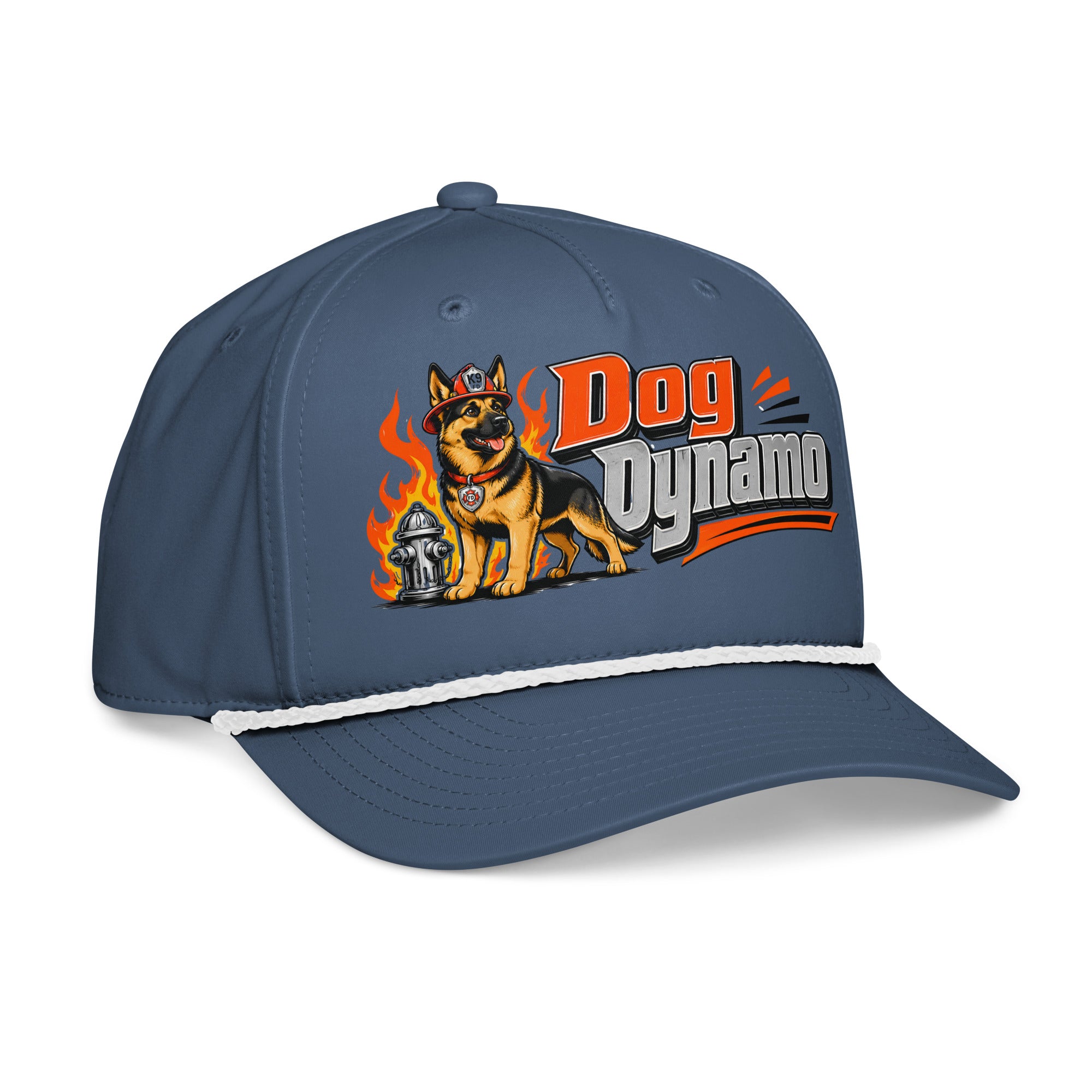 German Shepherd Dog Dynamo Classic Rope Cap - Firefighter Dog Lover Graphic Baseball Hat by printfluence.net