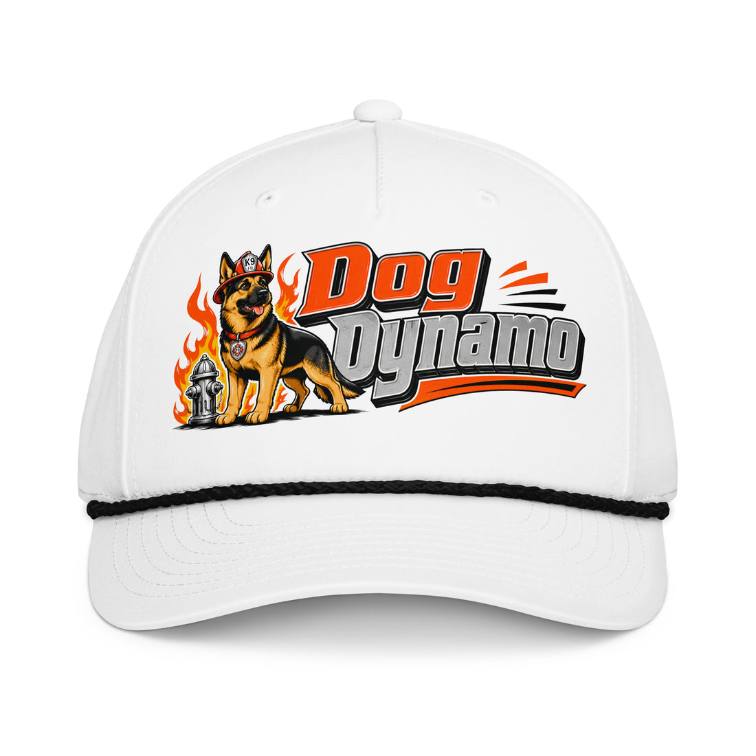 German Shepherd Dog Dynamo Classic Rope Cap - Firefighter Dog Lover Graphic Baseball Hat by printfluence.net