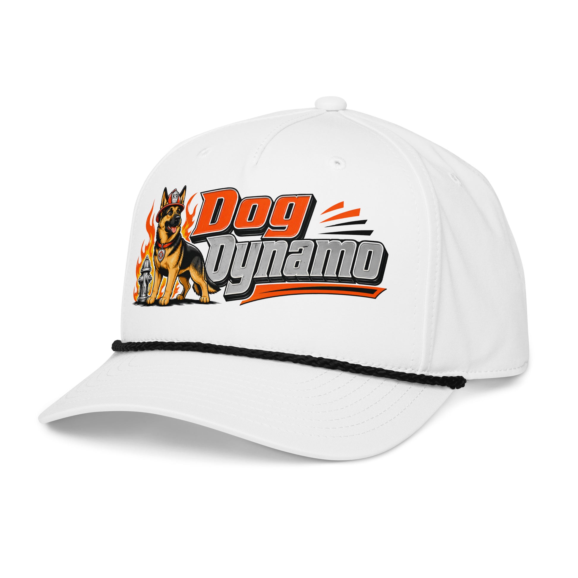German Shepherd Dog Dynamo Classic Rope Cap - Firefighter Dog Lover Graphic Baseball Hat by printfluence.net