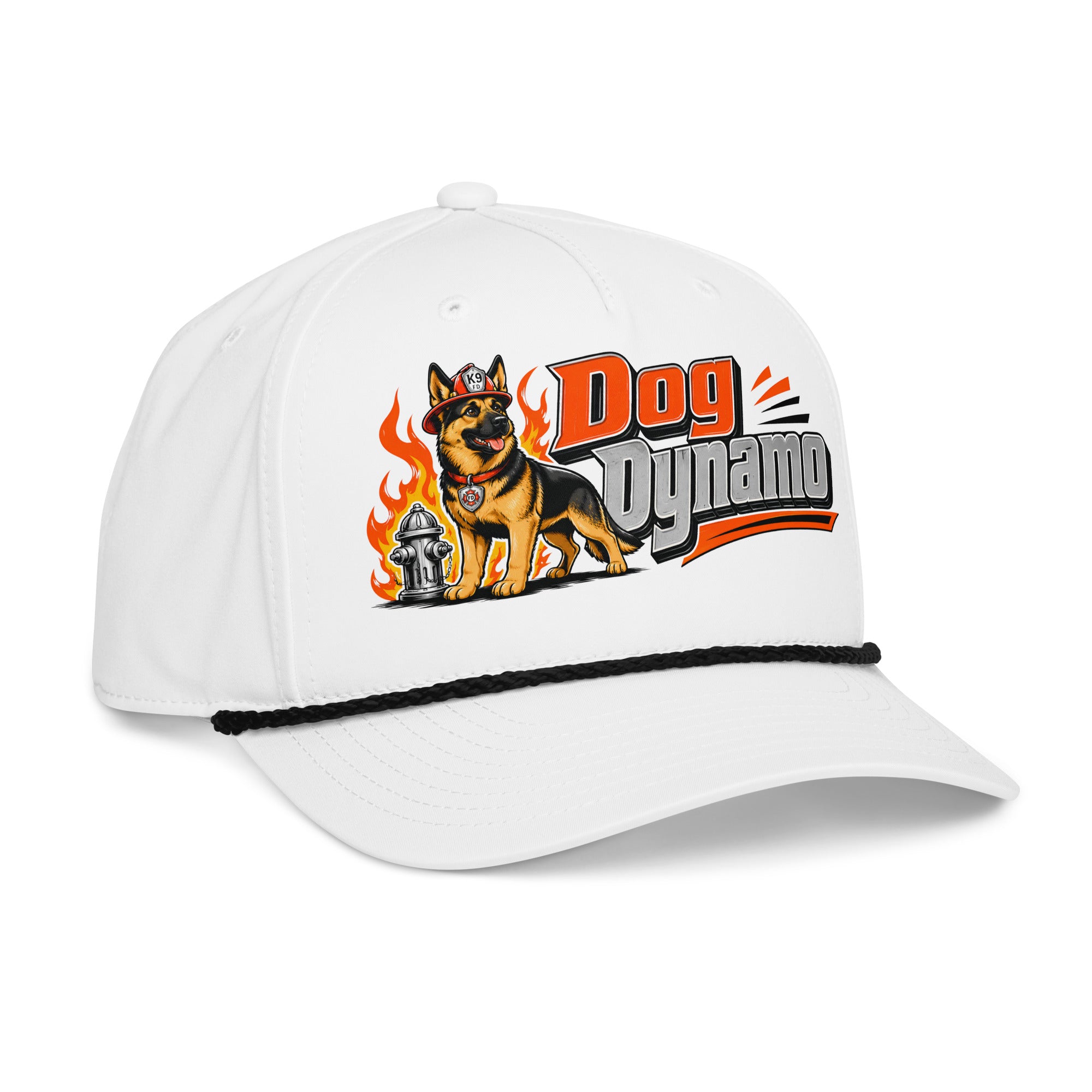 German Shepherd Dog Dynamo Classic Rope Cap - Firefighter Dog Lover Graphic Baseball Hat by printfluence.net