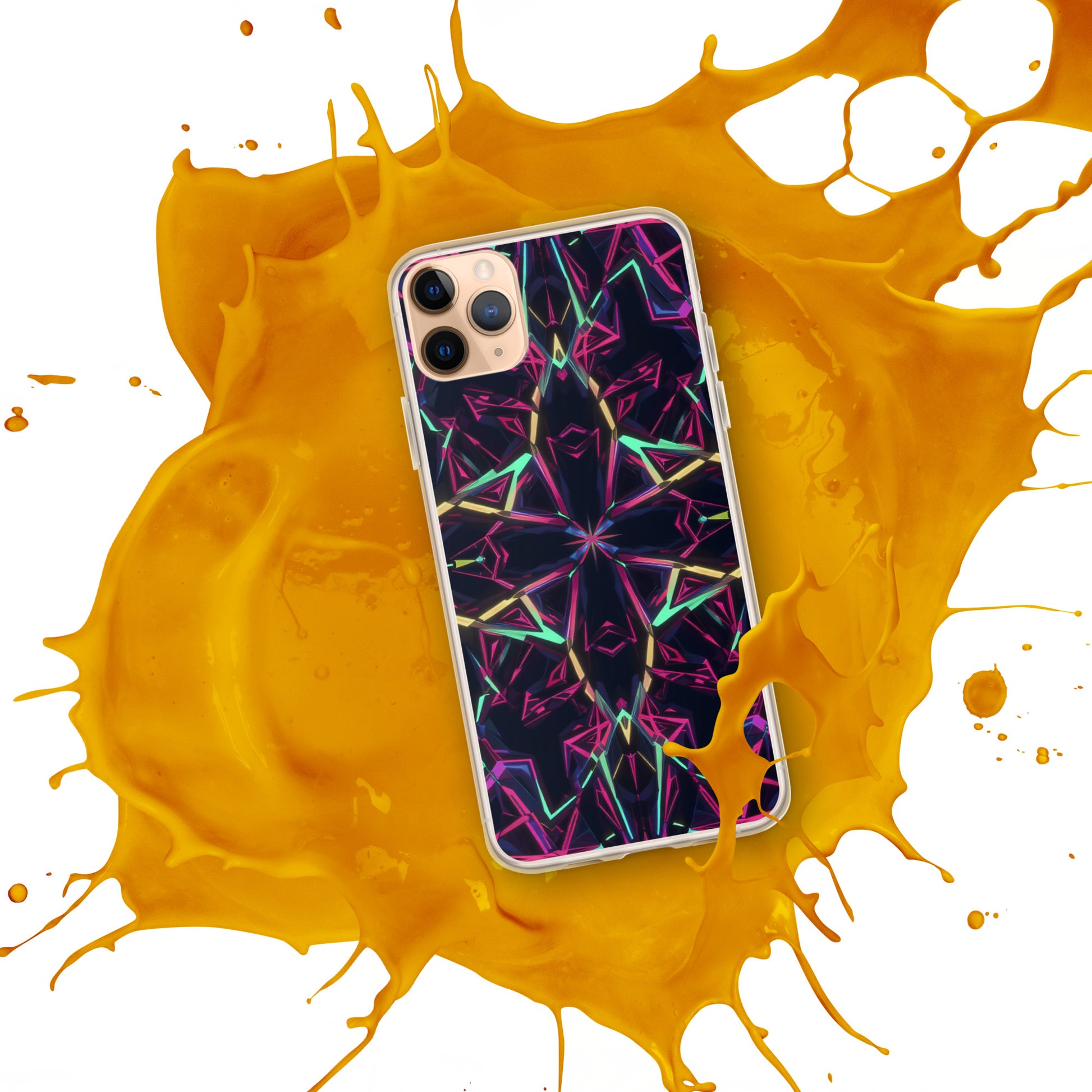 Clear Case for iPhone® - Neon Eclipse iPhone Clear Case – Elite Aura for Visionary Leaders by printfluence.net