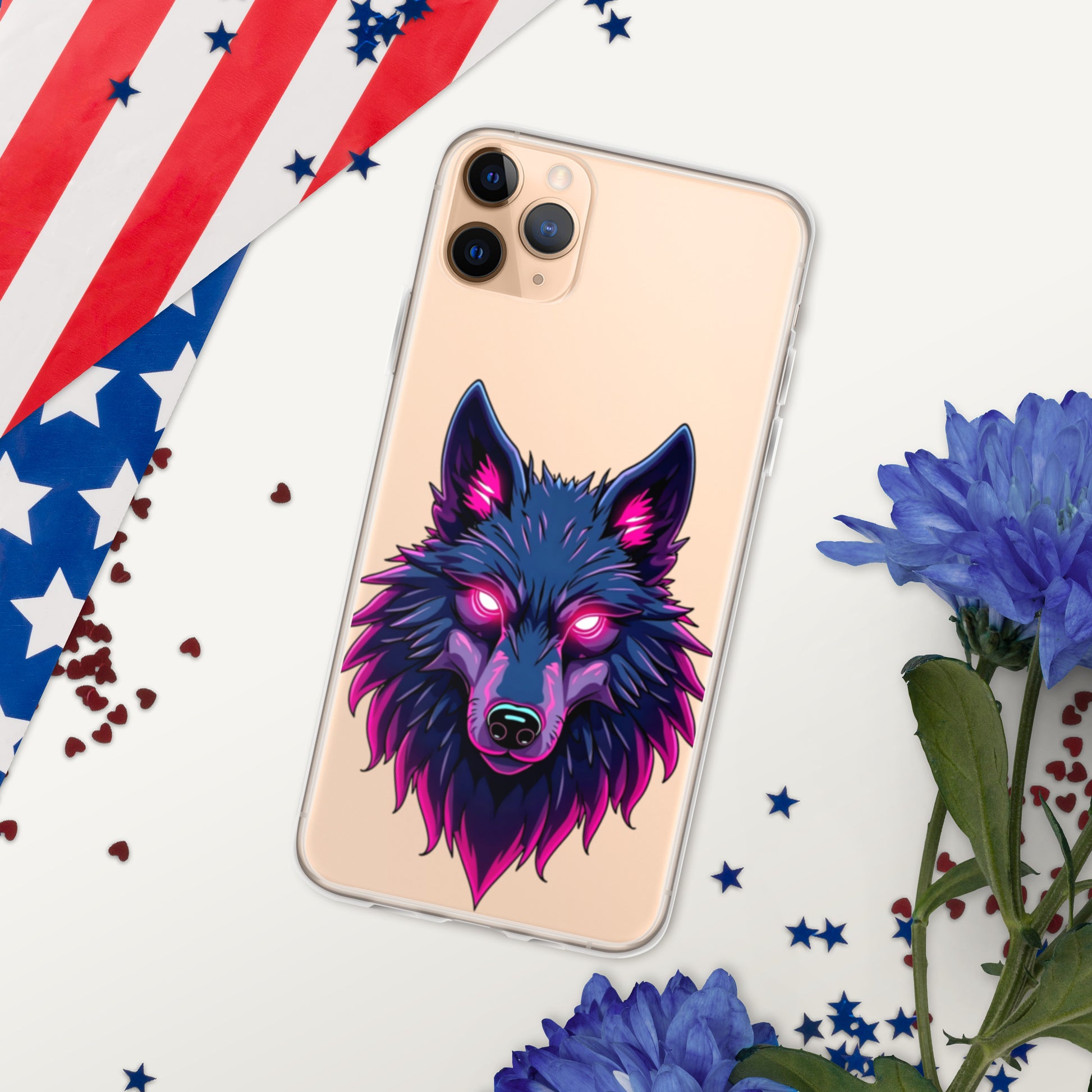 Clear Case for iPhone® - Dark Wolf Gaze Clear iPhone Case – For Fearless Elite Conquerors by printfluence.net