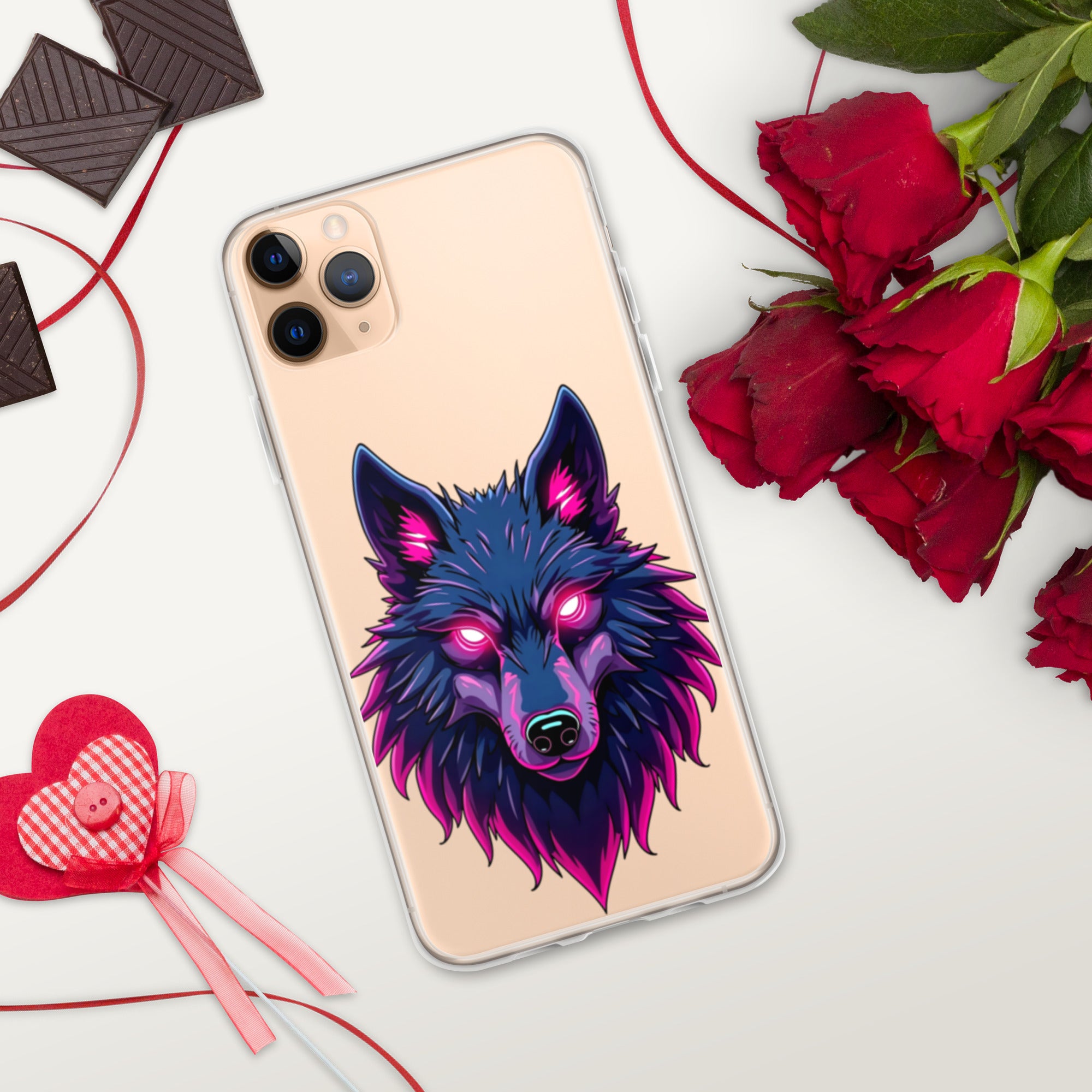 Clear Case for iPhone® - Dark Wolf Gaze Clear iPhone Case – For Fearless Elite Conquerors by printfluence.net